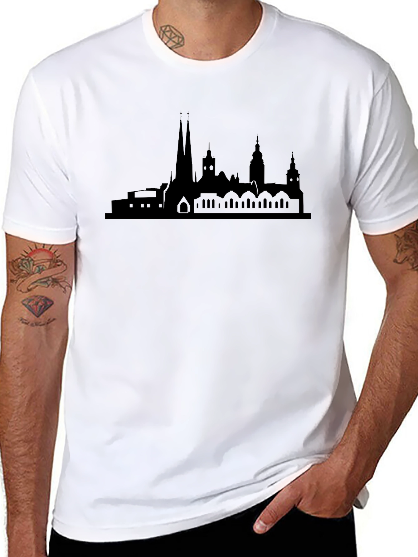 Cityscape Silhouette Black Graphic Tee