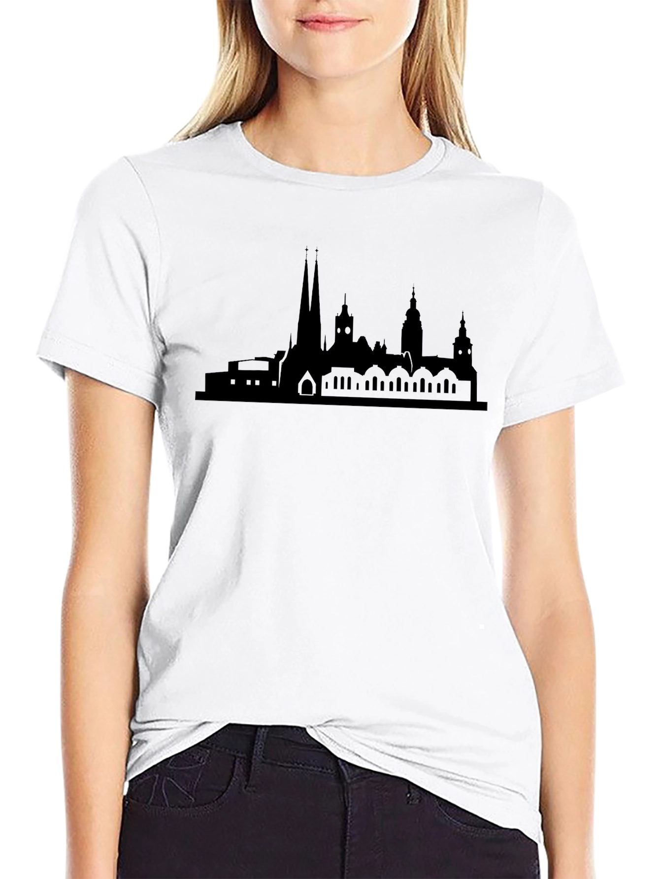 Cityscape Silhouette Black Graphic Tee