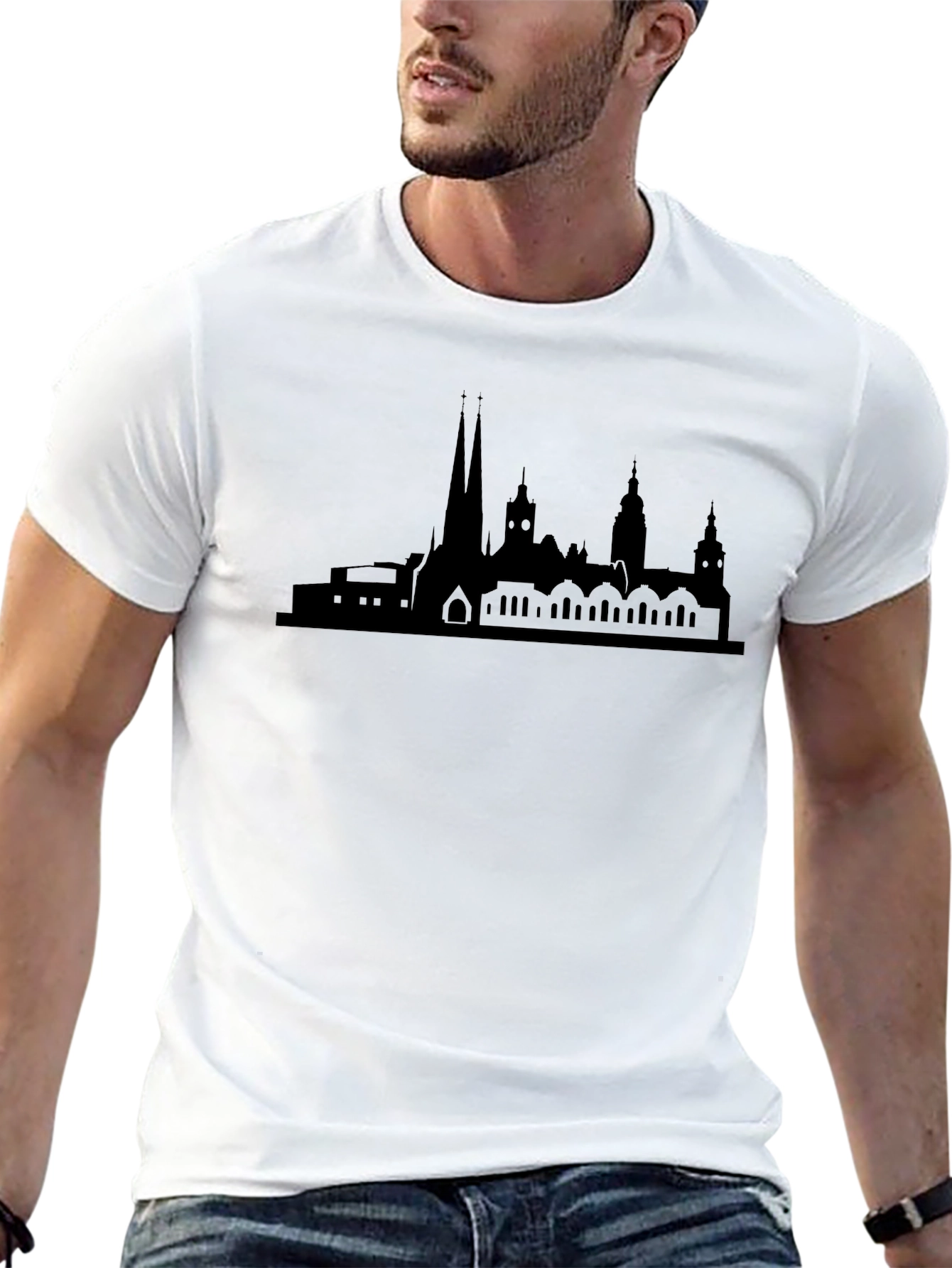 Cityscape Silhouette Black Graphic Tee