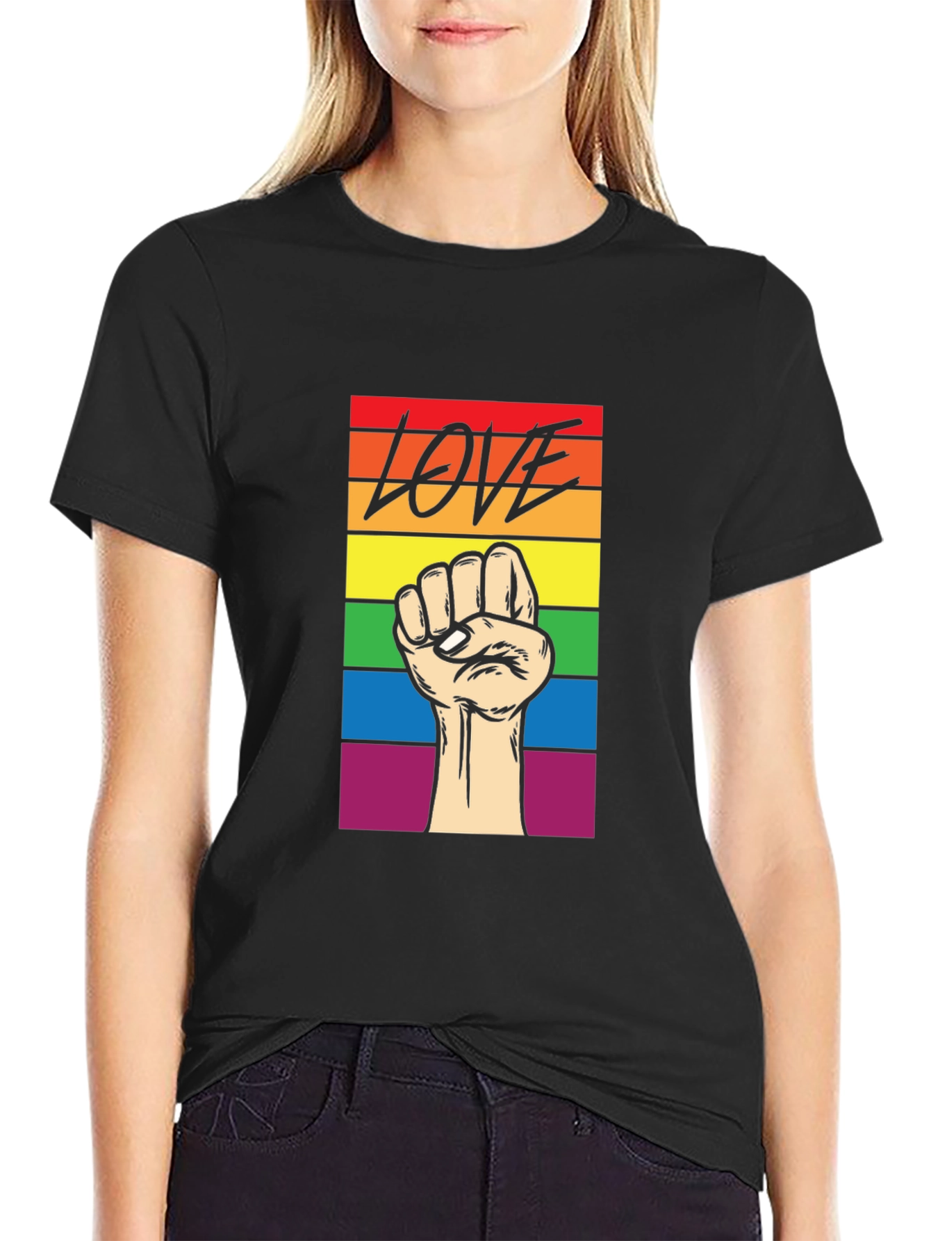 Pride Love Fist T-Shirt - Equality Rainbow Tee