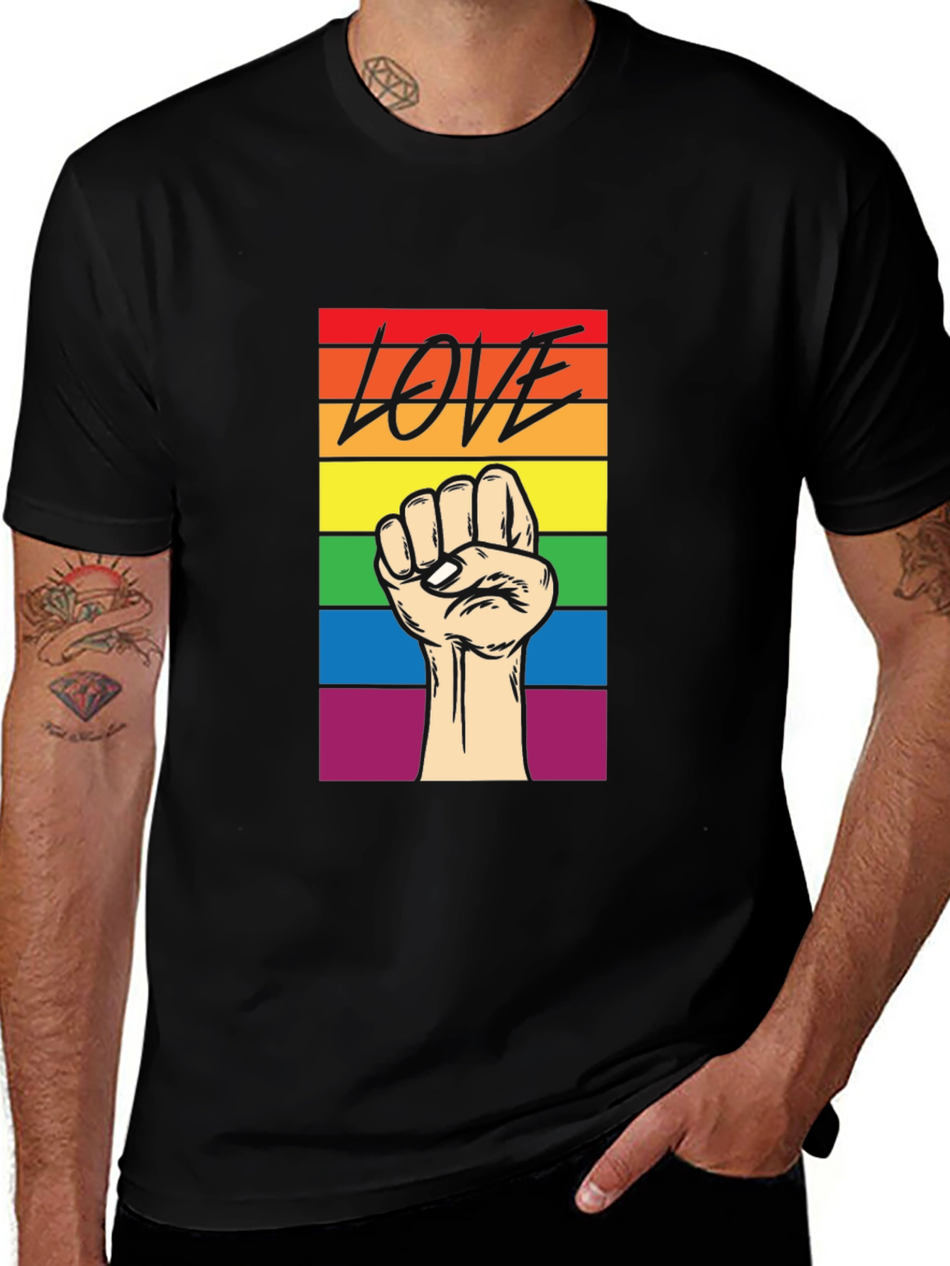Pride Love Fist T-Shirt - Equality Rainbow Tee