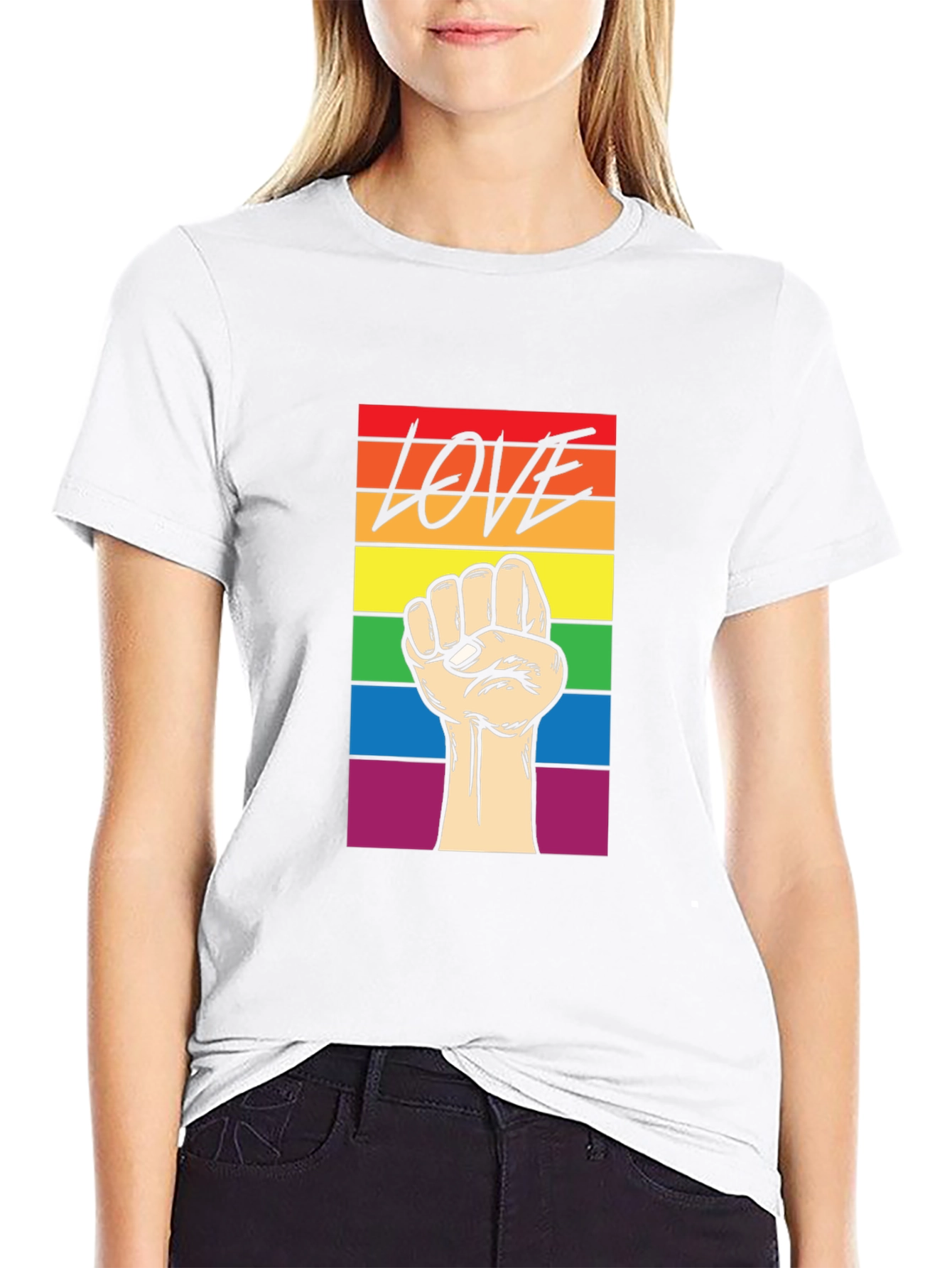 Pride Love Fist T-Shirt - Equality Rainbow Tee