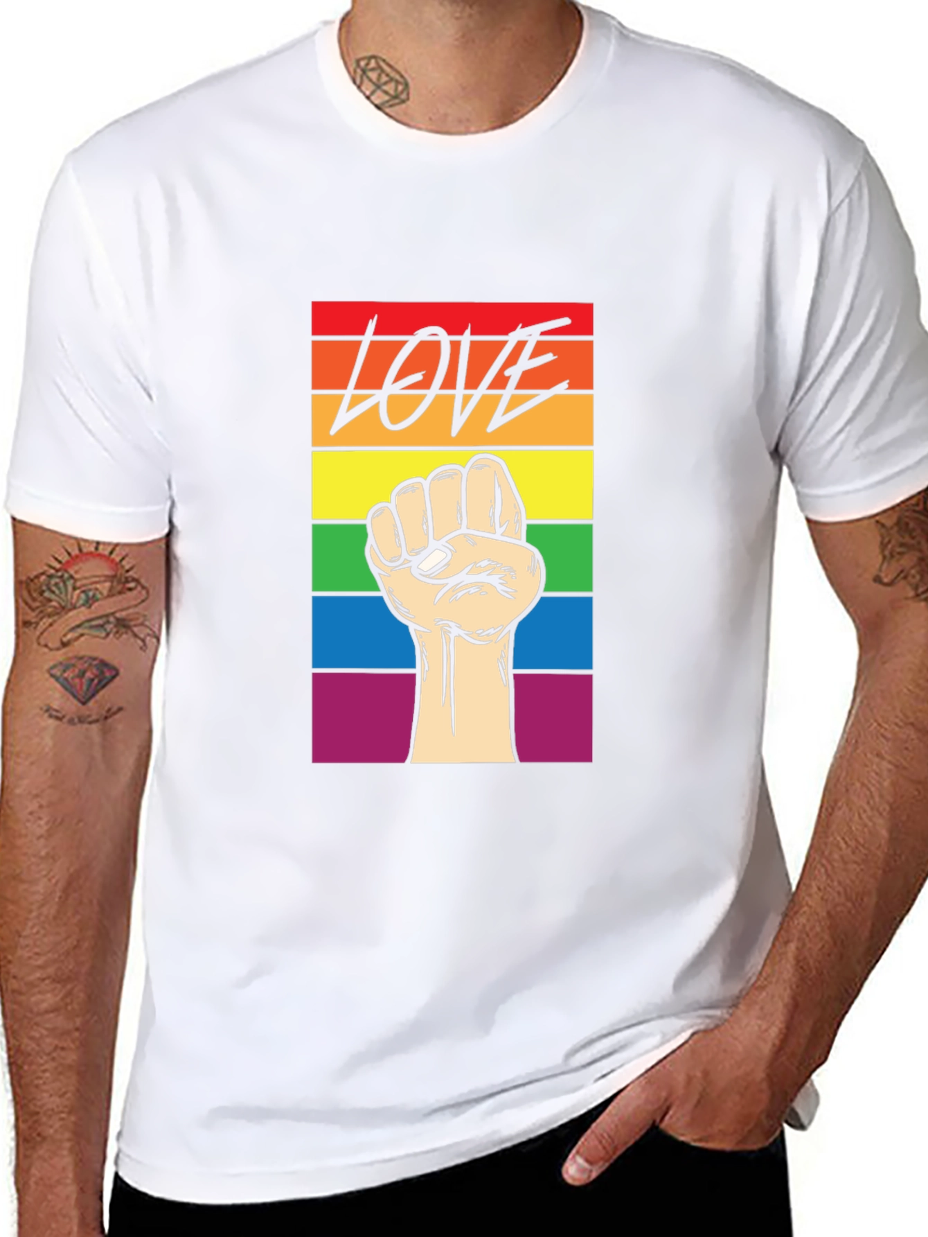 Pride Love Fist T-Shirt - Equality Rainbow Tee