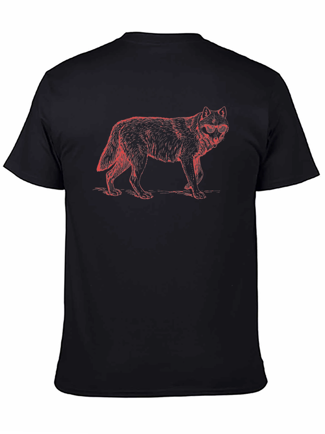Wolf Graphic Print Tee - Mens Black T-Shirt