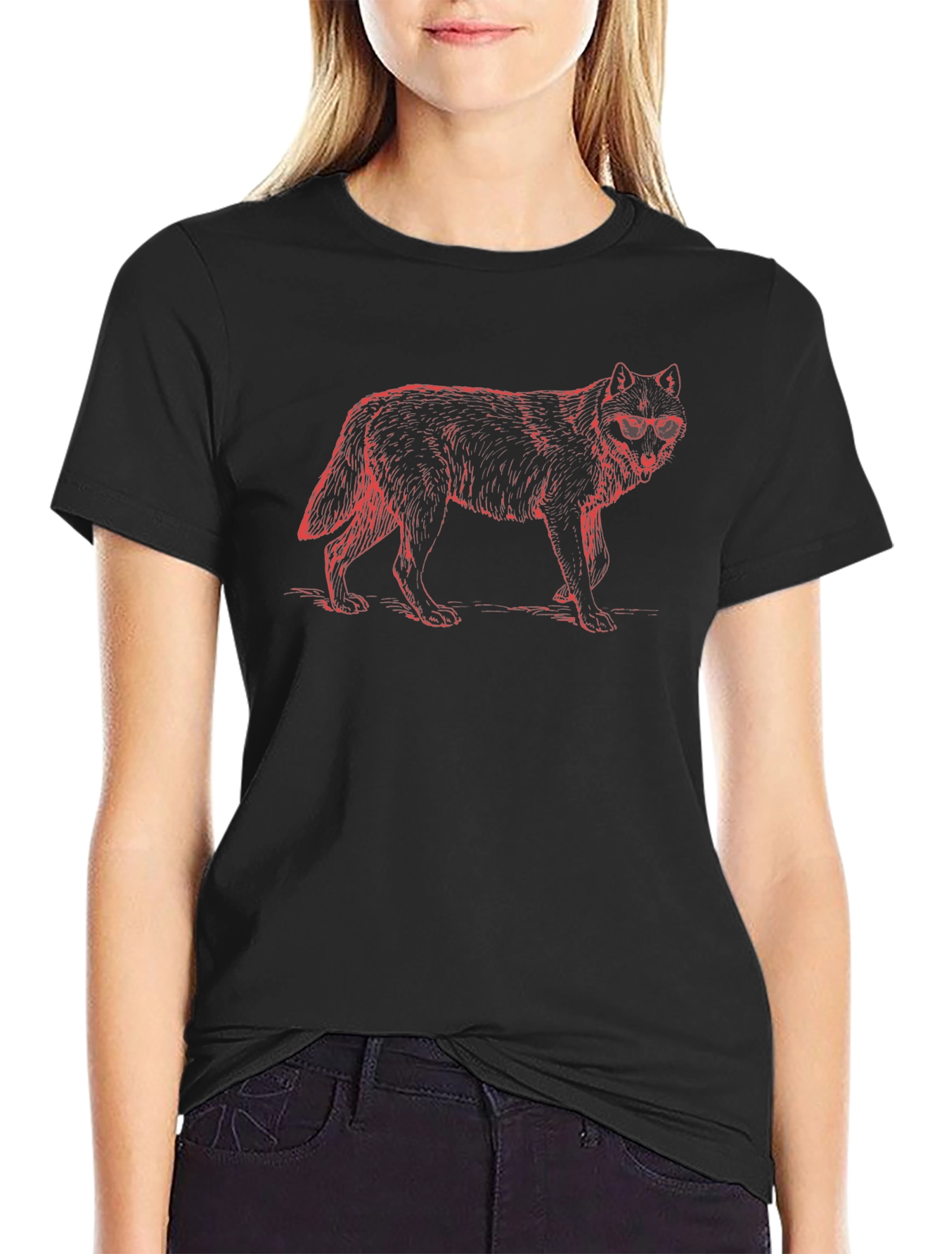 Wolf Graphic Print Tee - Mens Black T-Shirt