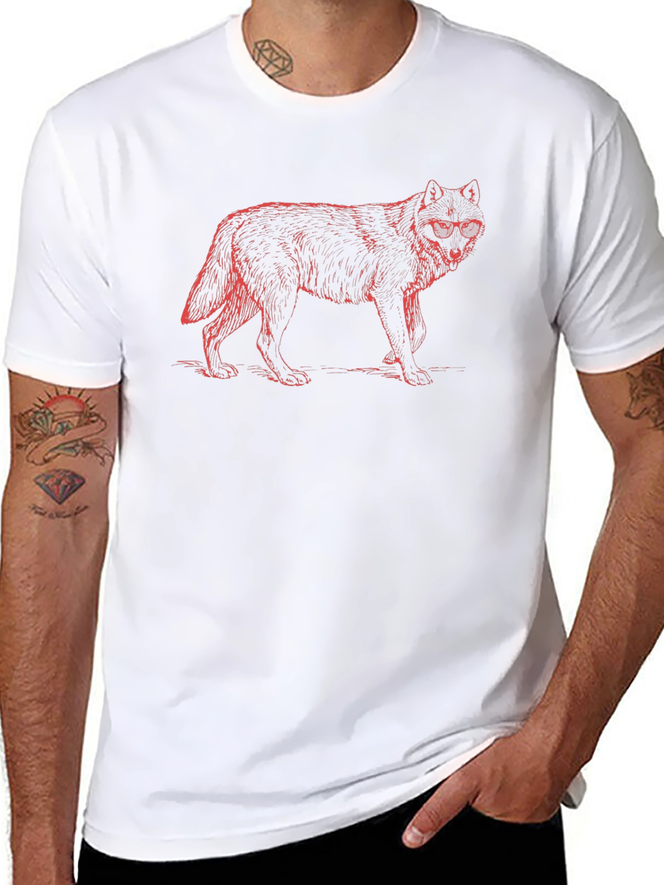 Wolf Graphic Print Tee - Mens Black T-Shirt