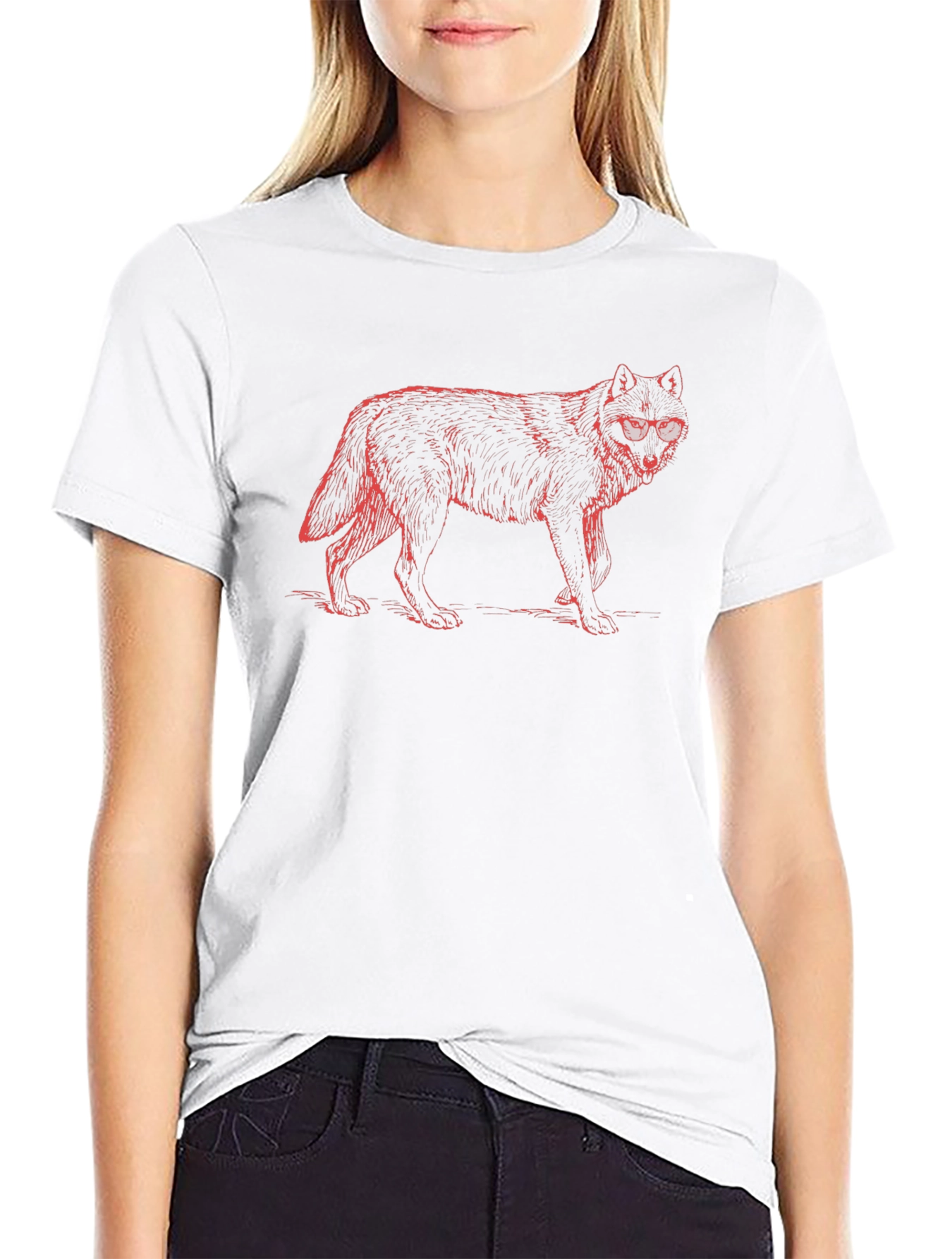 Wolf Graphic Print Tee - Mens Black T-Shirt