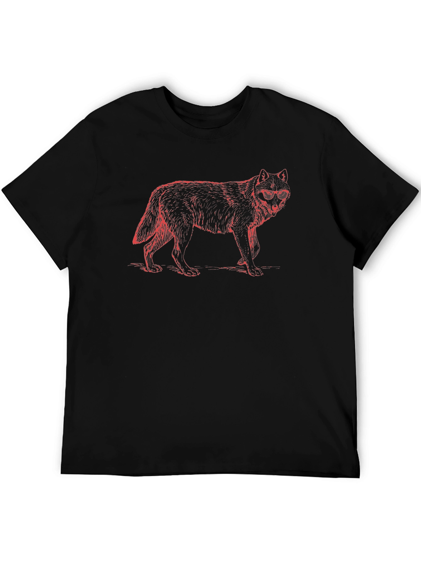 Wolf Graphic Print Tee - Mens Black T-Shirt