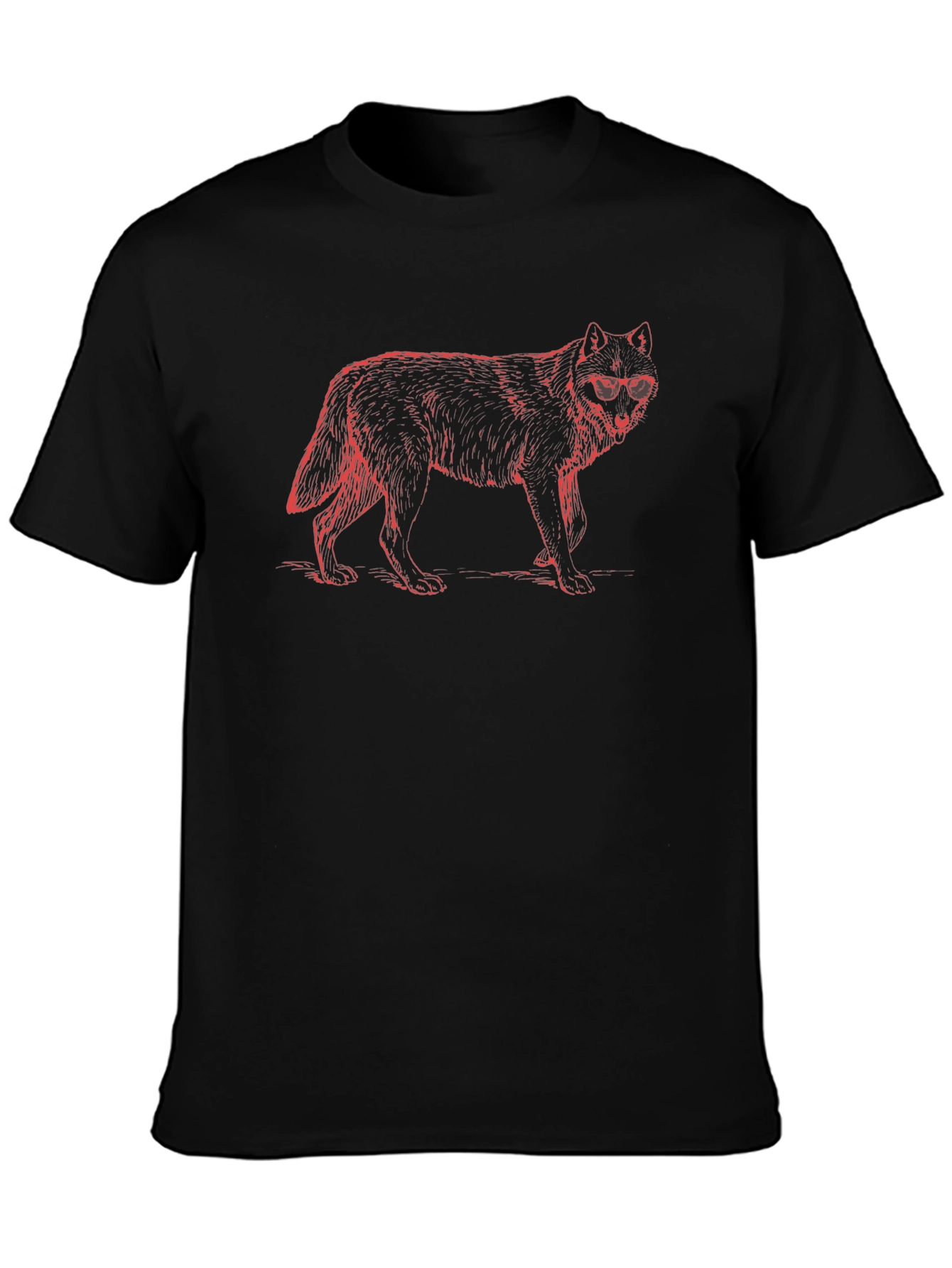 Wolf Graphic Print Tee - Mens Black T-Shirt