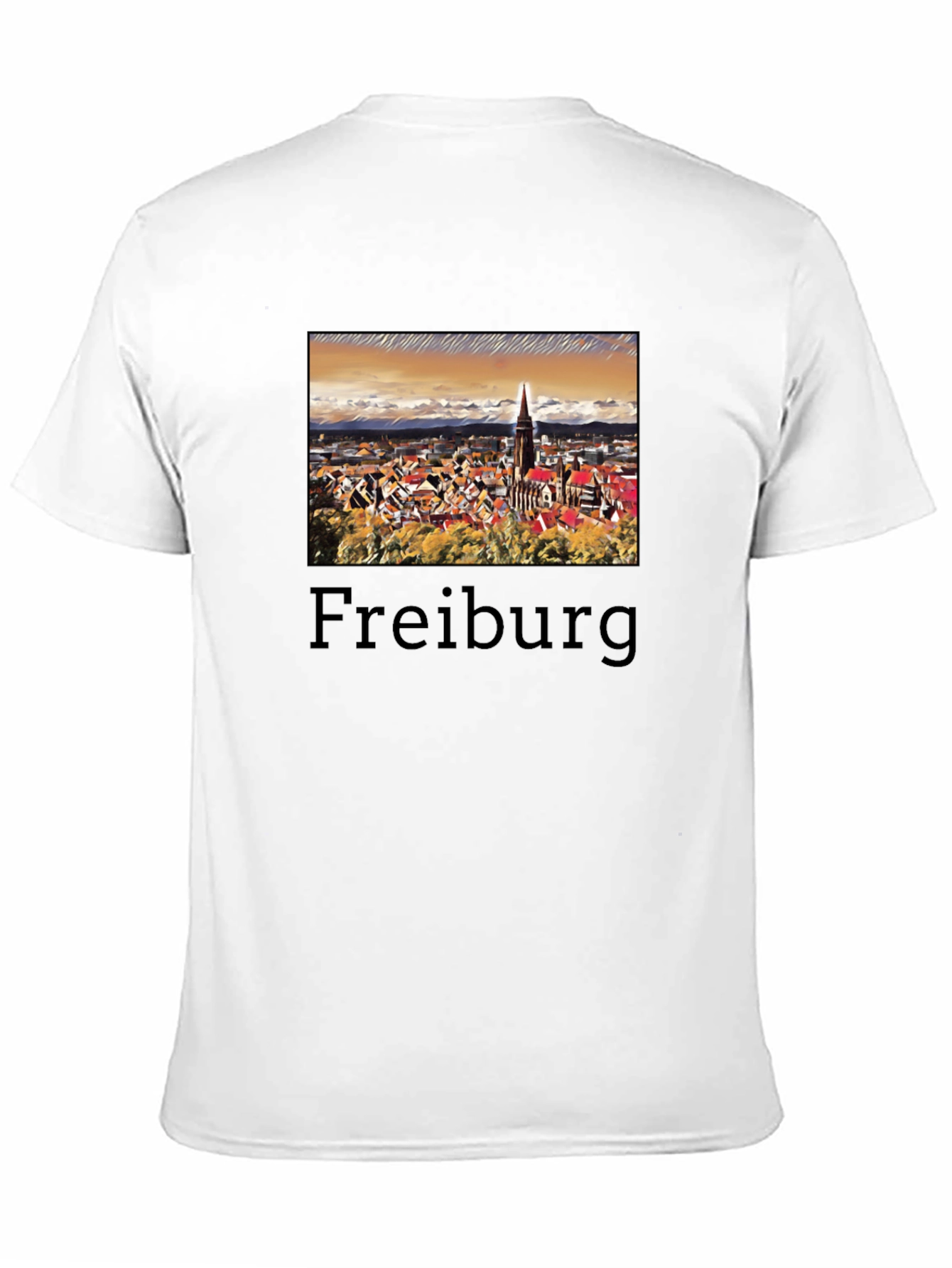 Freiburg Cityscape Graphic Tee - Black Cotton T-Shirt