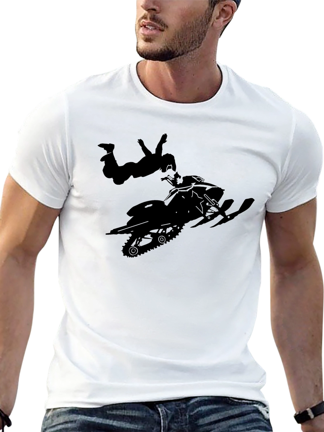 Snowmobile Stunt Black T-Shirt