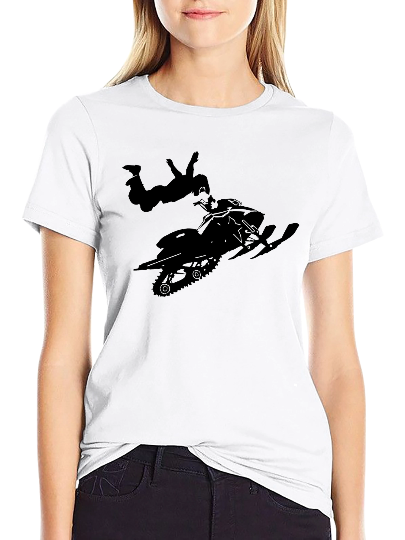 Snowmobile Stunt Black T-Shirt