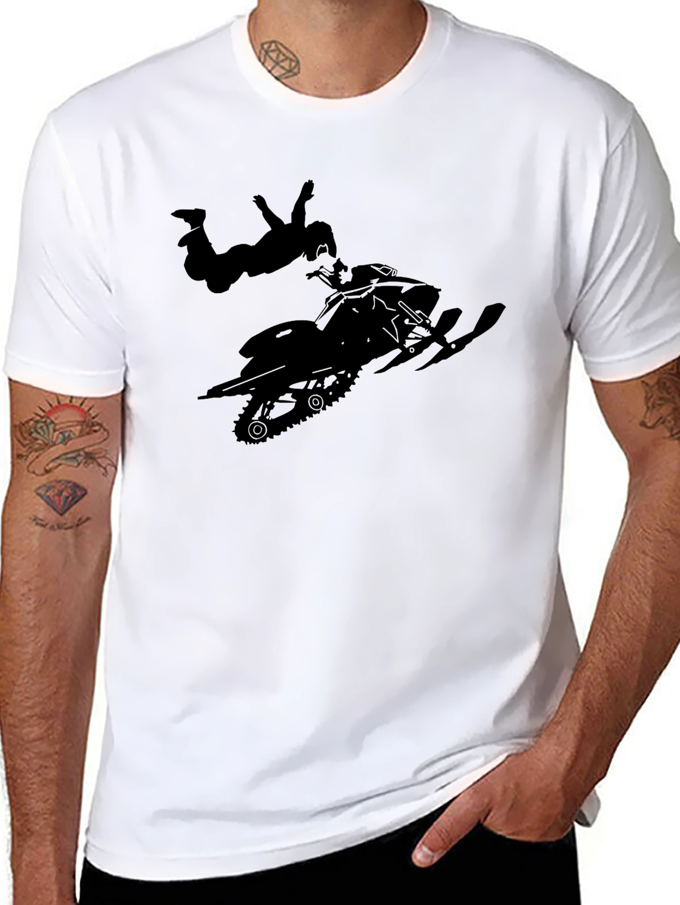 Snowmobile Stunt Black T-Shirt