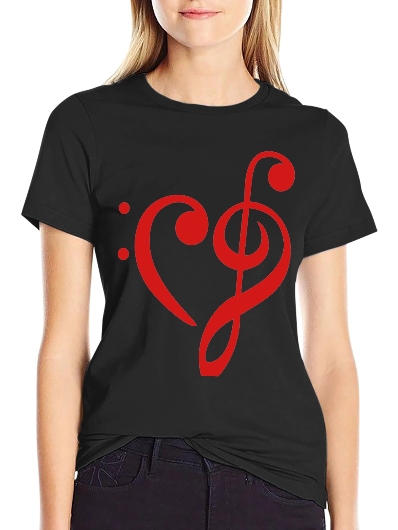 Musical Heartbeat T-Shirt - Black Cotton Tee
