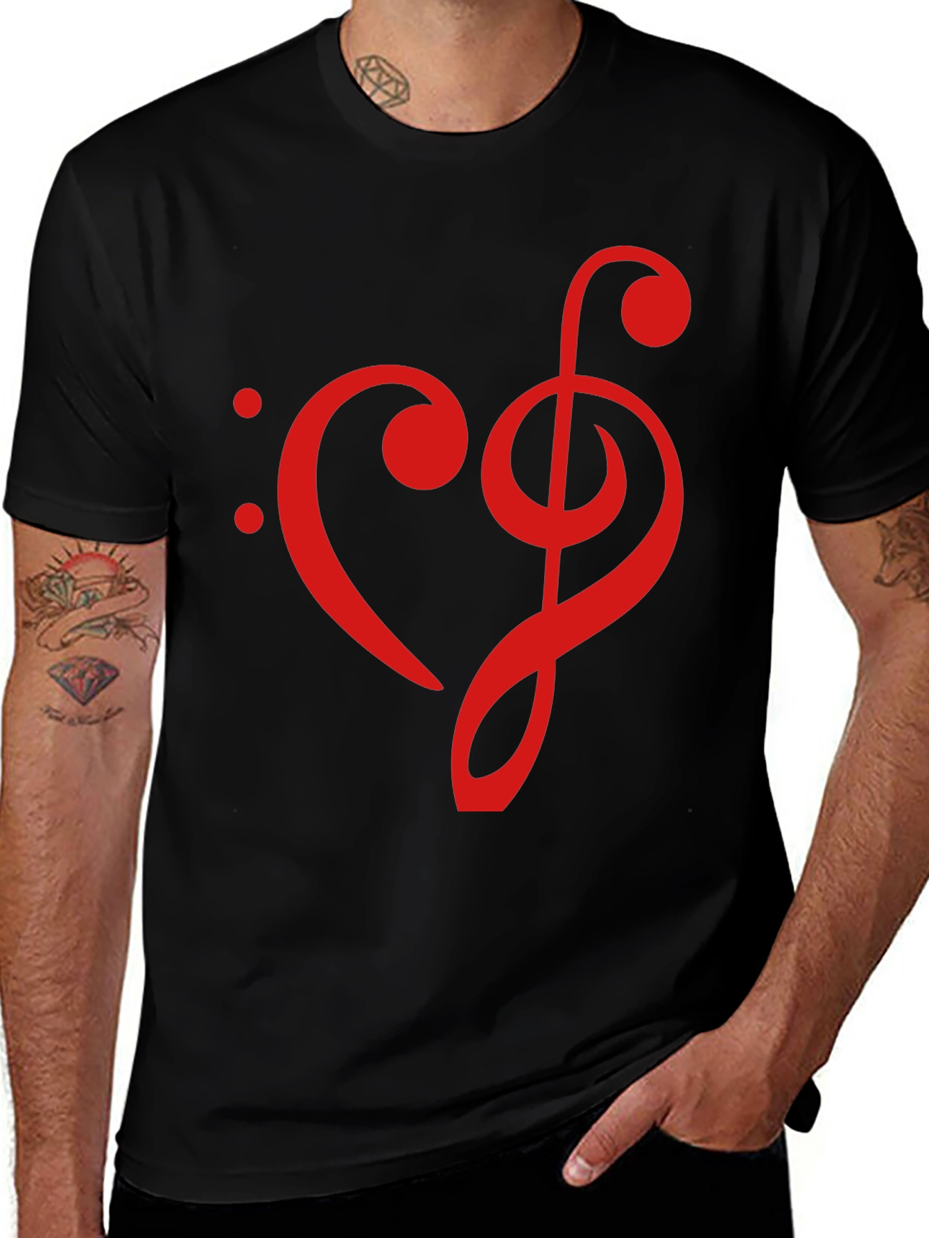 Musical Heartbeat T-Shirt - Black Cotton Tee