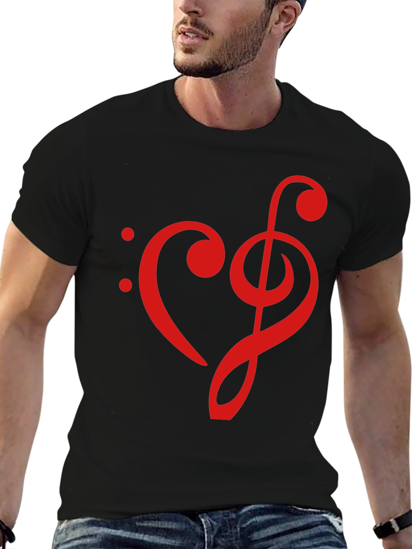 Musical Heartbeat T-Shirt - Black Cotton Tee