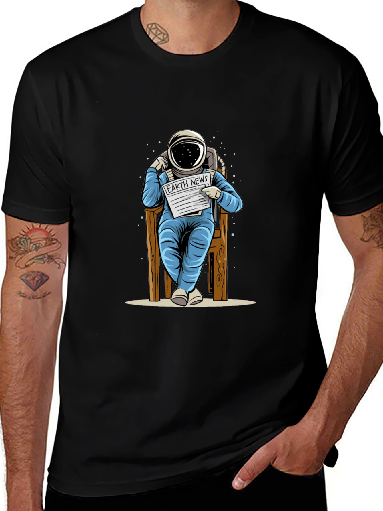 Astronaut Reading News T-Shirt - Unique Design