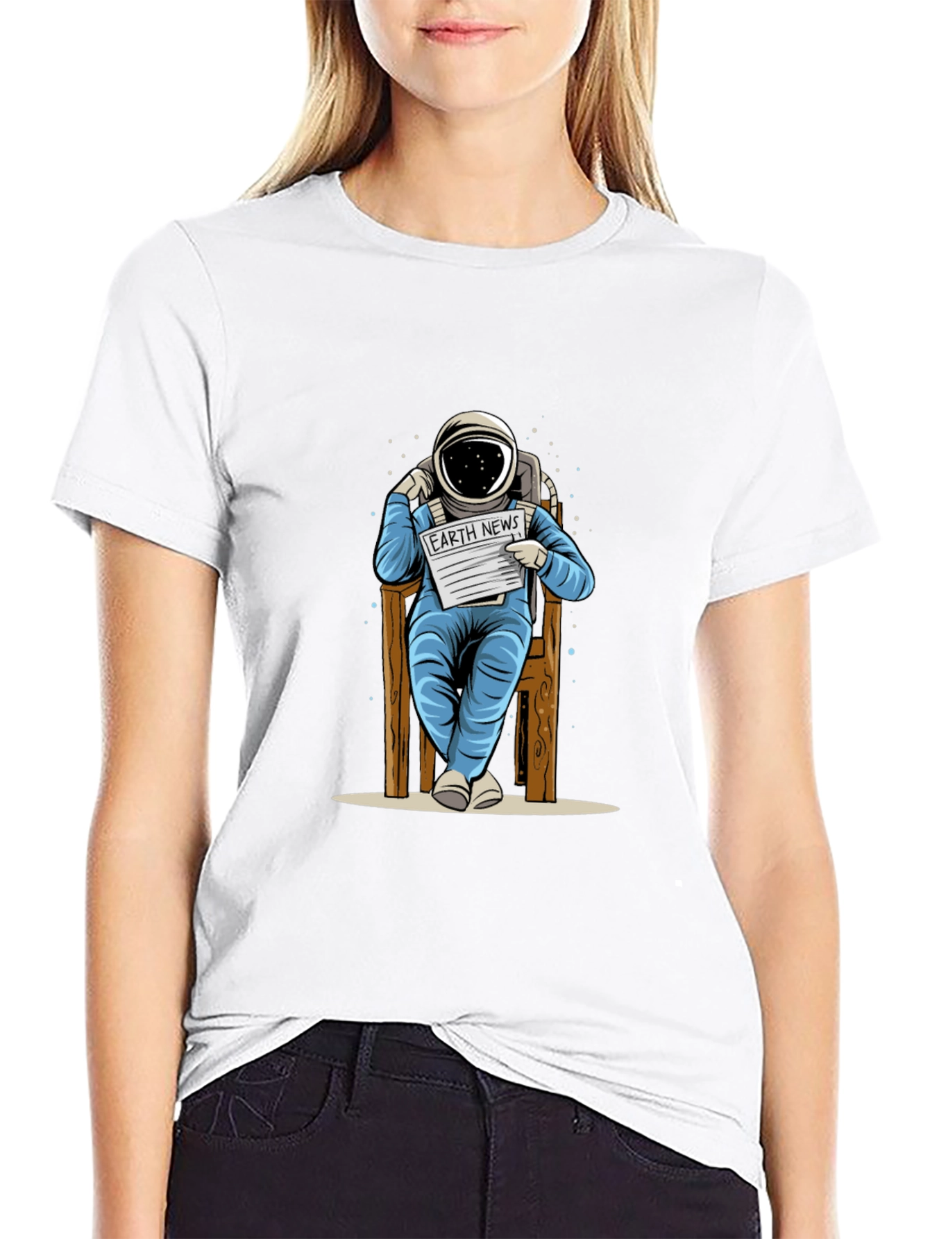 Astronaut Reading News T-Shirt - Unique Design