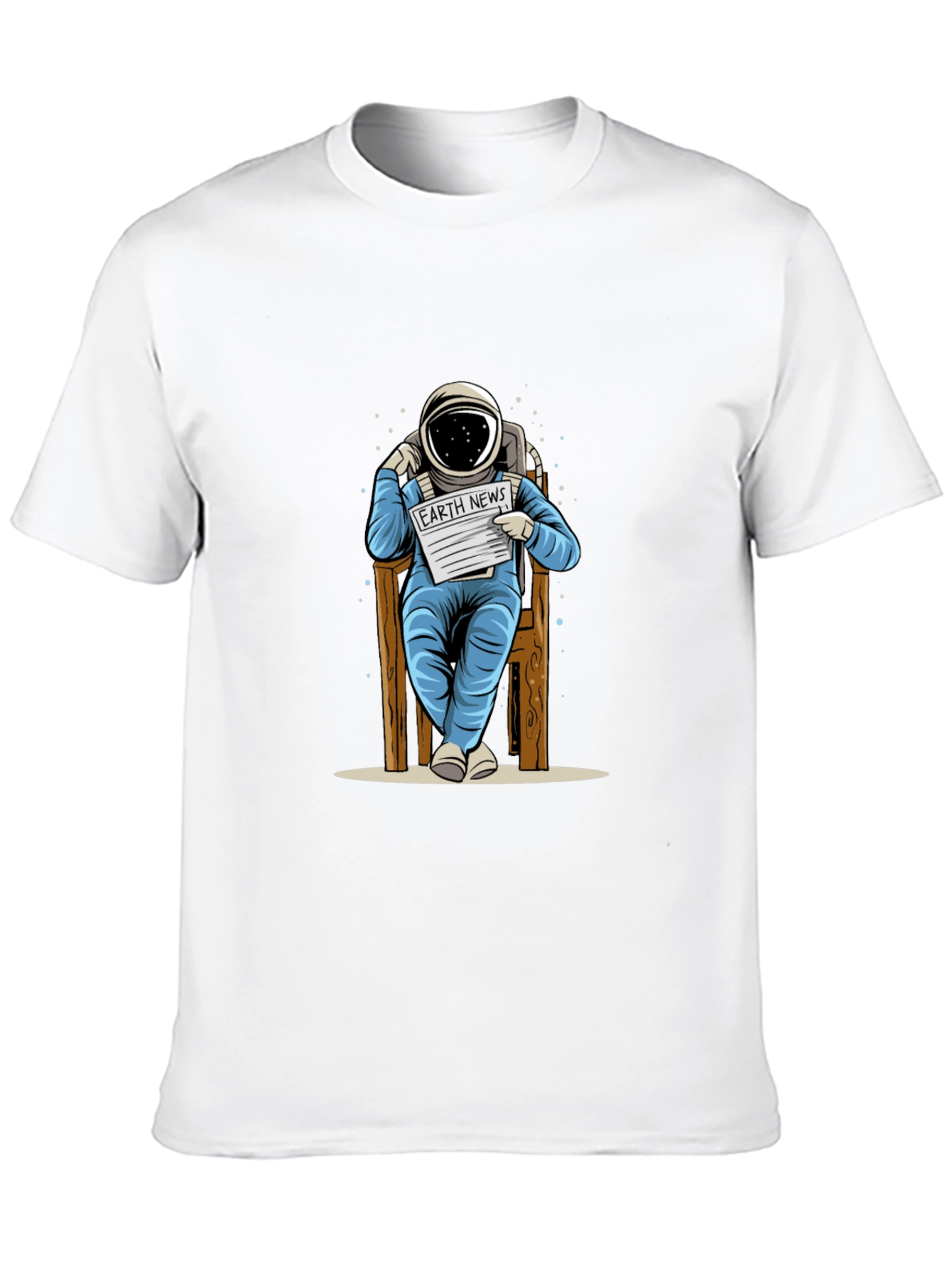 Astronaut Reading News T-Shirt - Unique Design