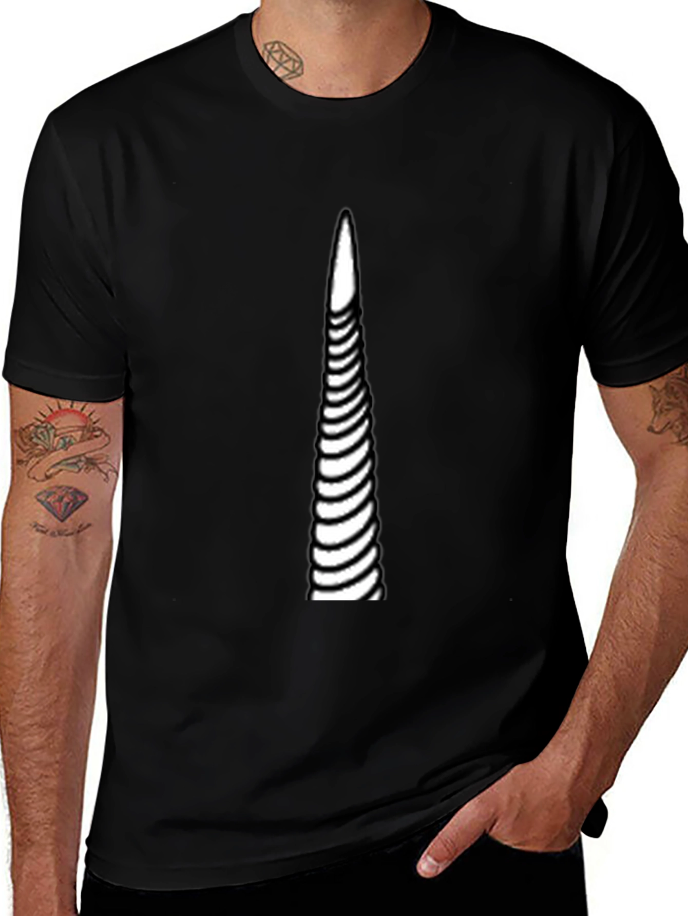 Mens Striped Cone Graphic Tee - Black