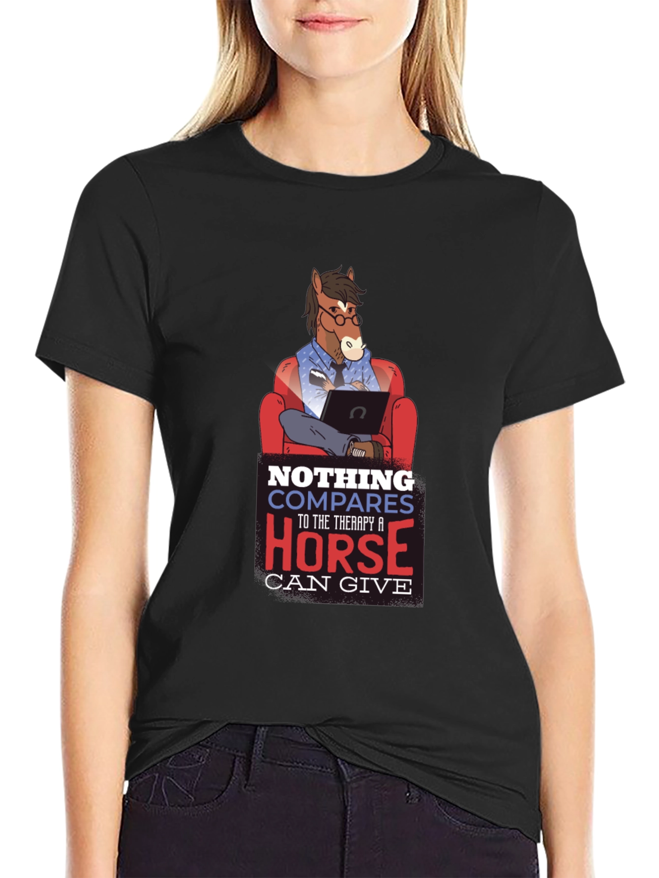 Therapy Horse Graphic T-Shirt - Unisex Black Tee