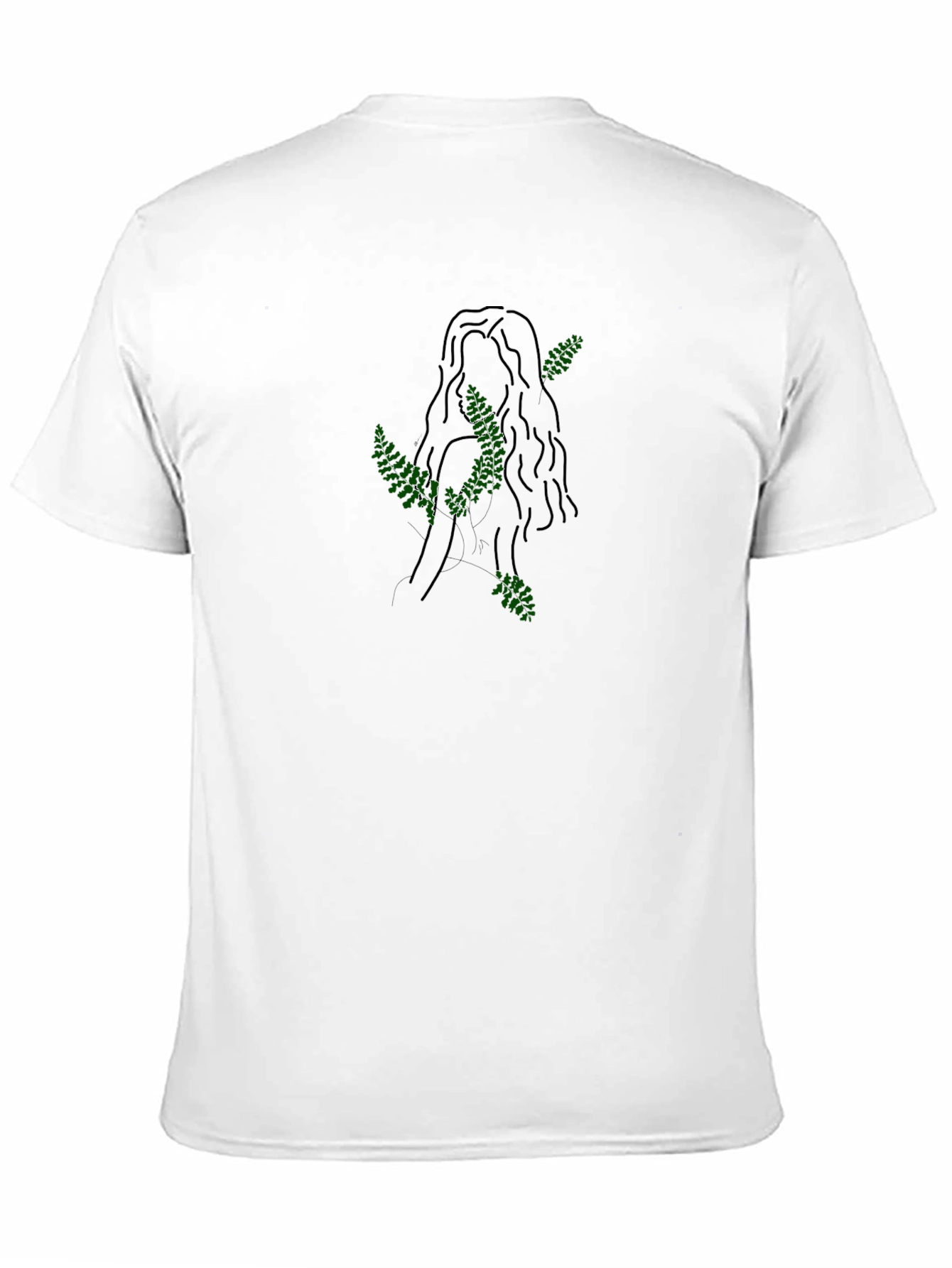 Minimalist Fern Woman Black T-Shirt