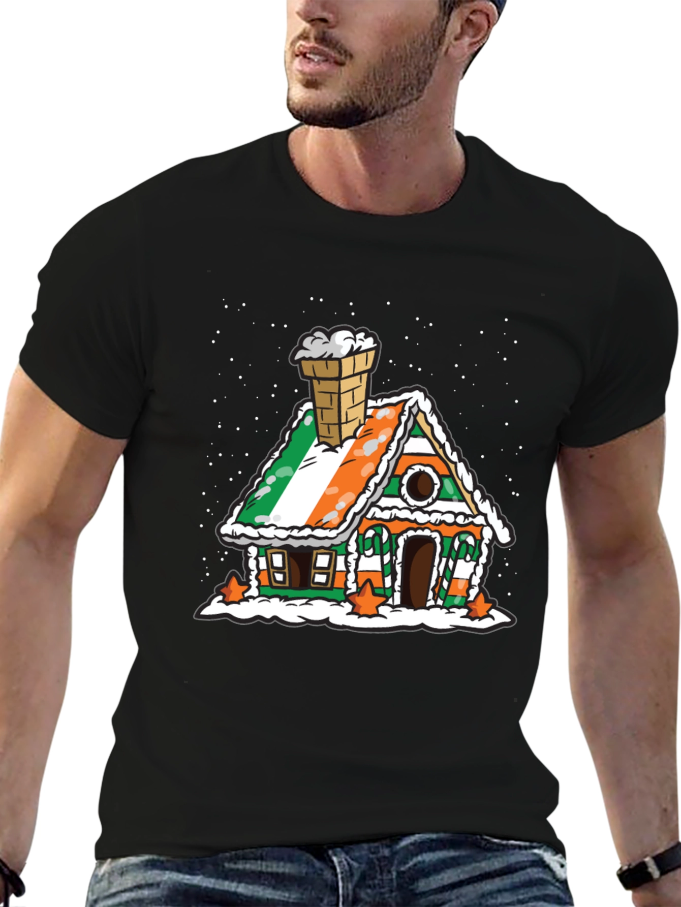 Irish Flag Gingerbread House Black T-Shirt
