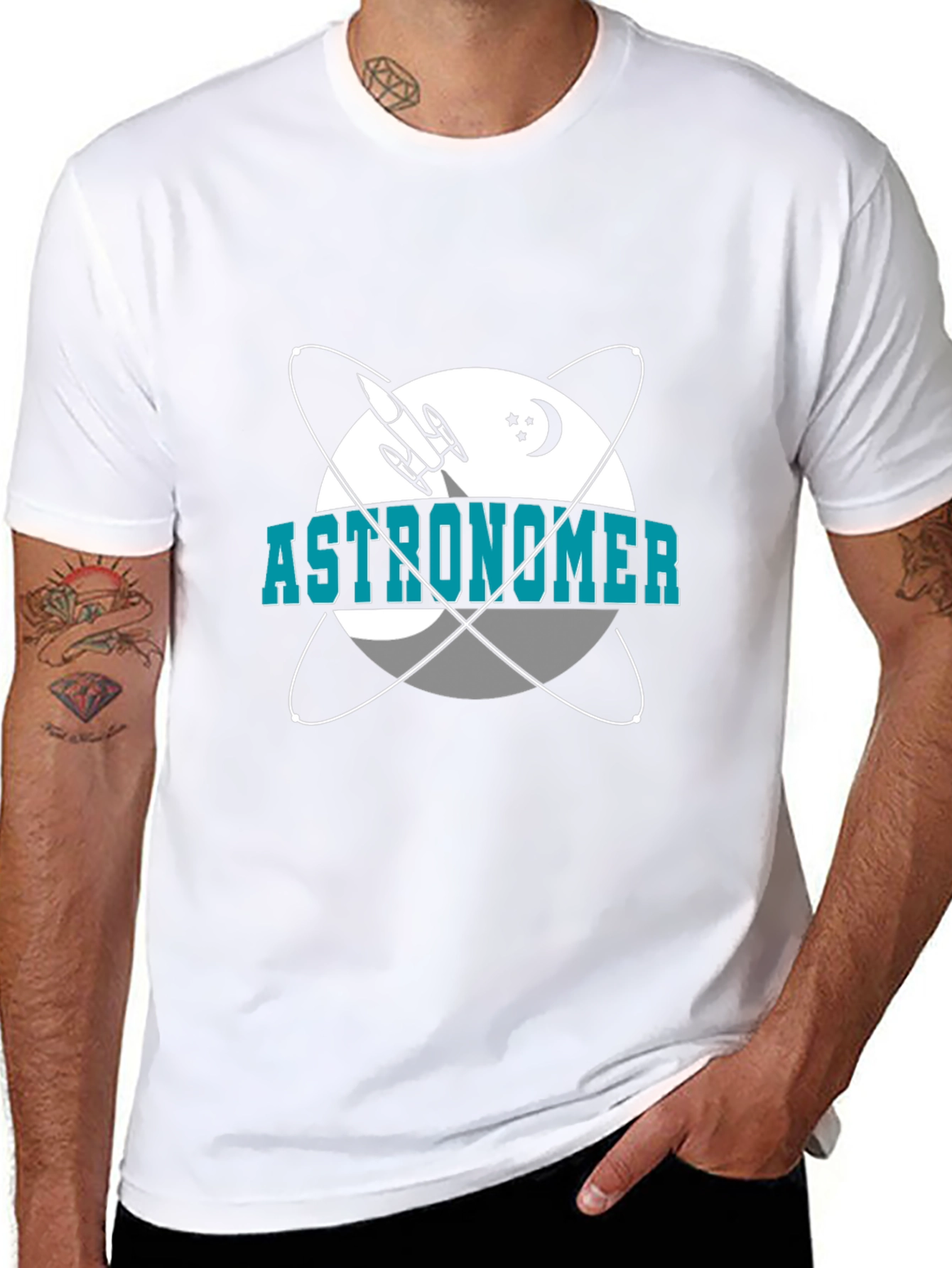 Astronomer T-Shirt - Space Rocket & Planets Design