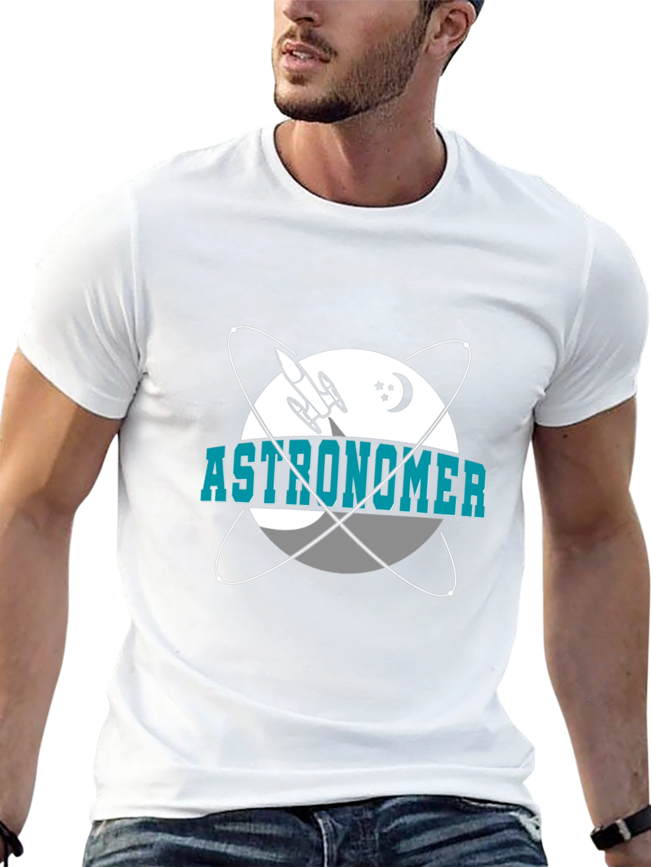 Astronomer T-Shirt - Space Rocket & Planets Design