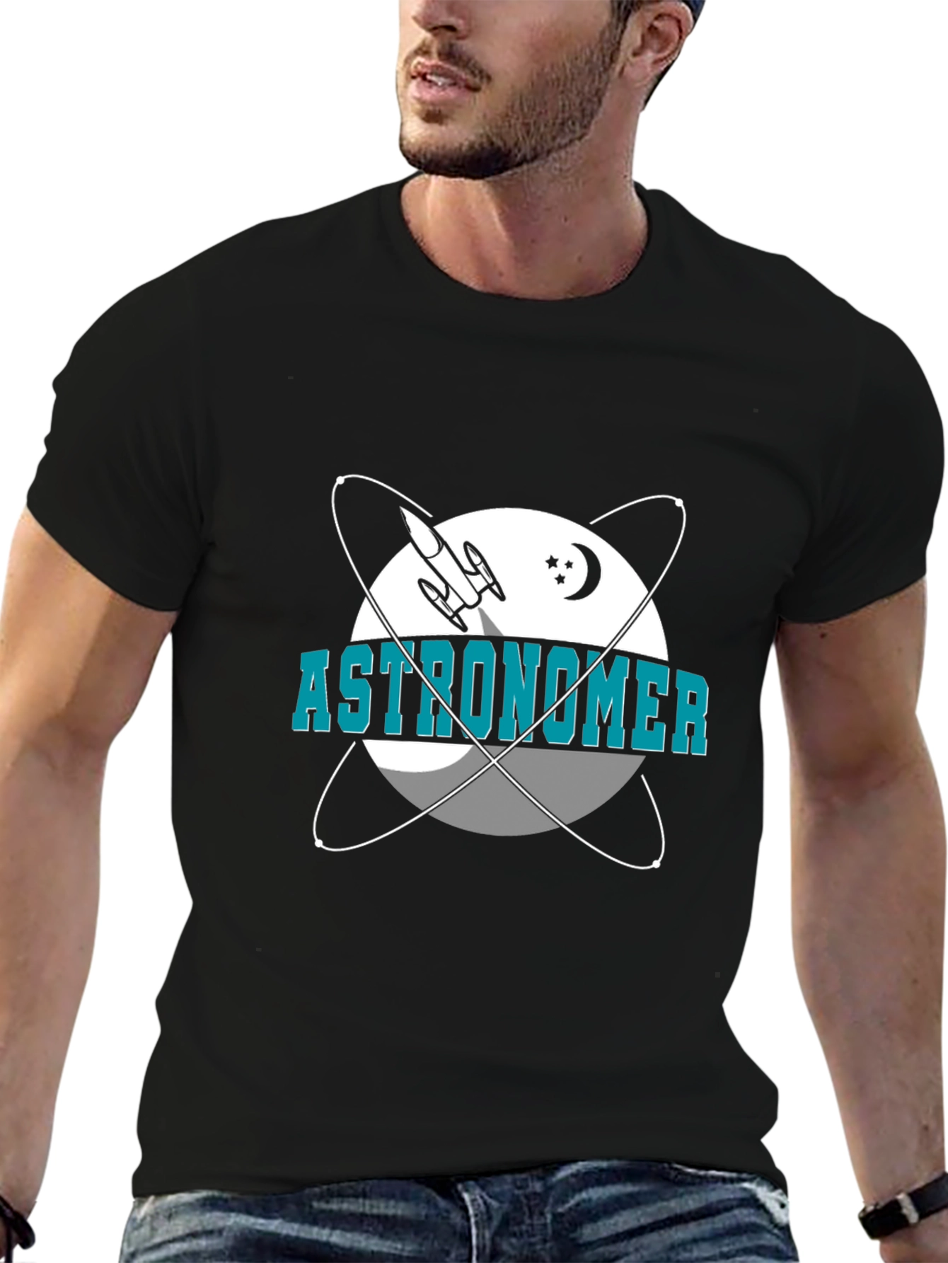 Astronomer T-Shirt - Space Rocket & Planets Design