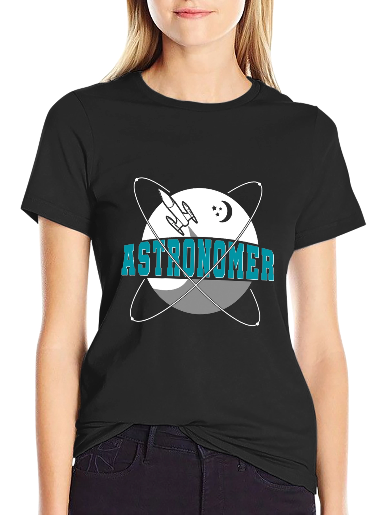 Astronomer T-Shirt - Space Rocket & Planets Design