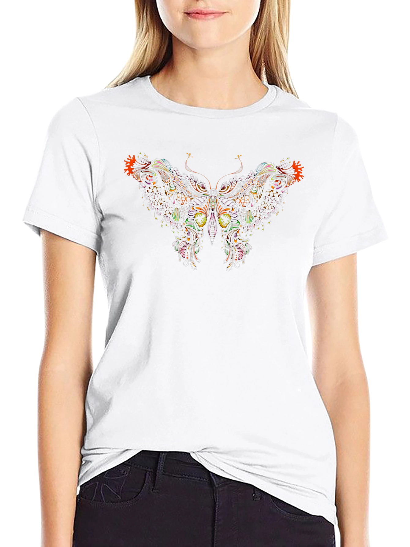 Butterfly Graphic Print Black T-Shirt