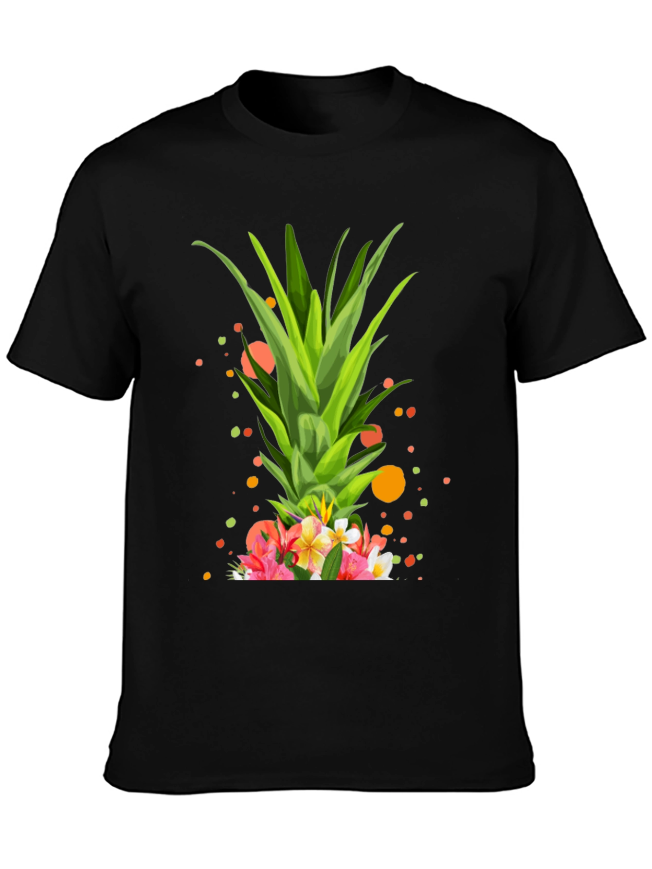 Tropical Pineapple Floral Print T-Shirt