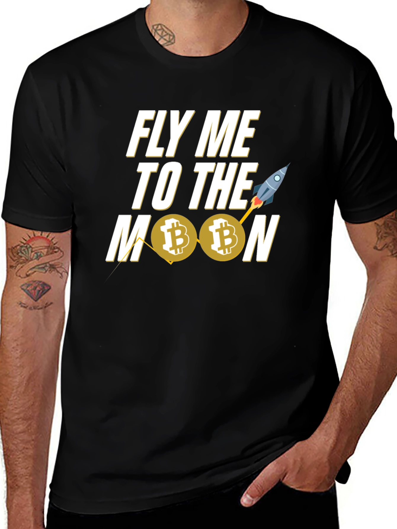 Fly Me To The Moon Bitcoin Black T-Shirt