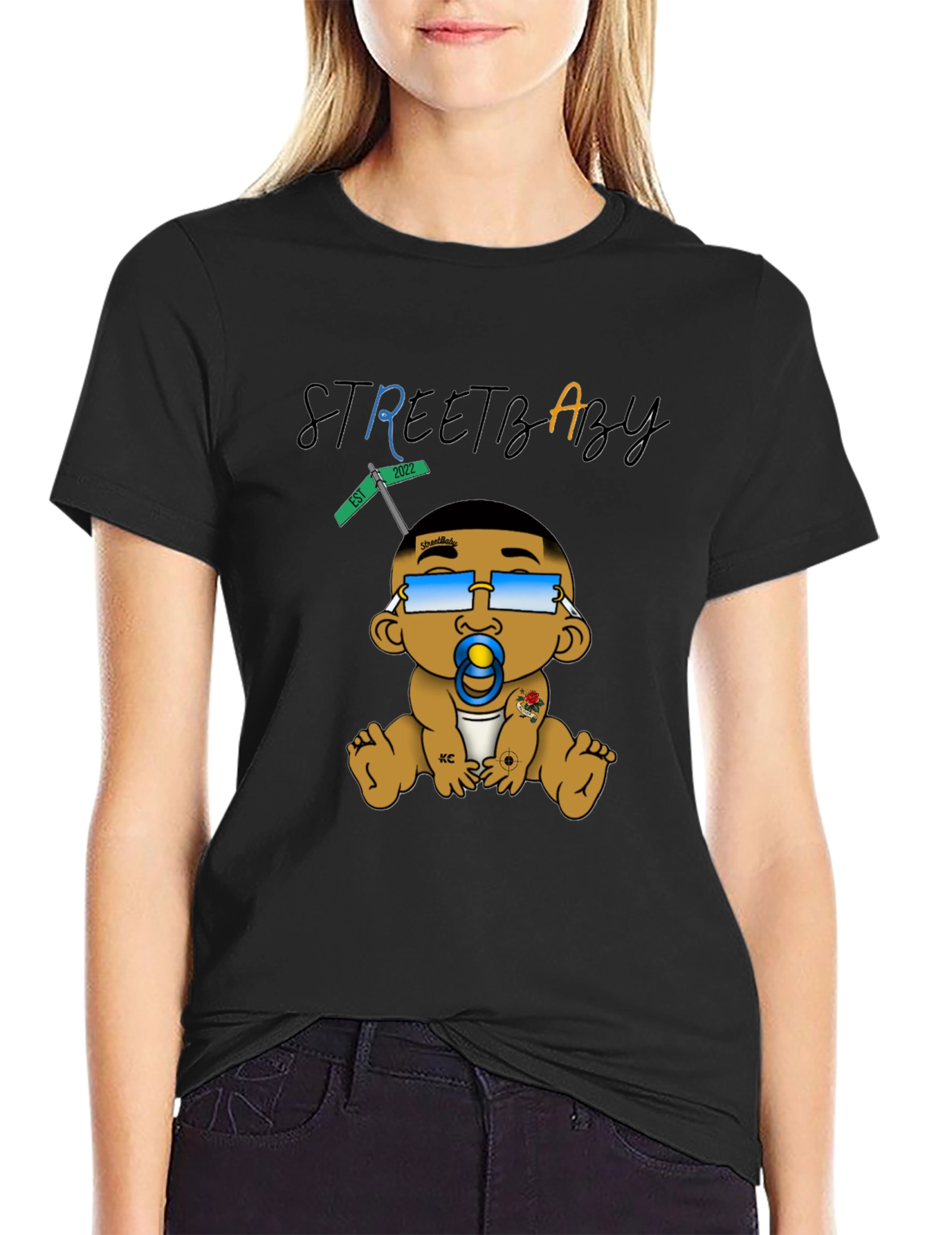 Street Baby Black Graphic T-Shirt