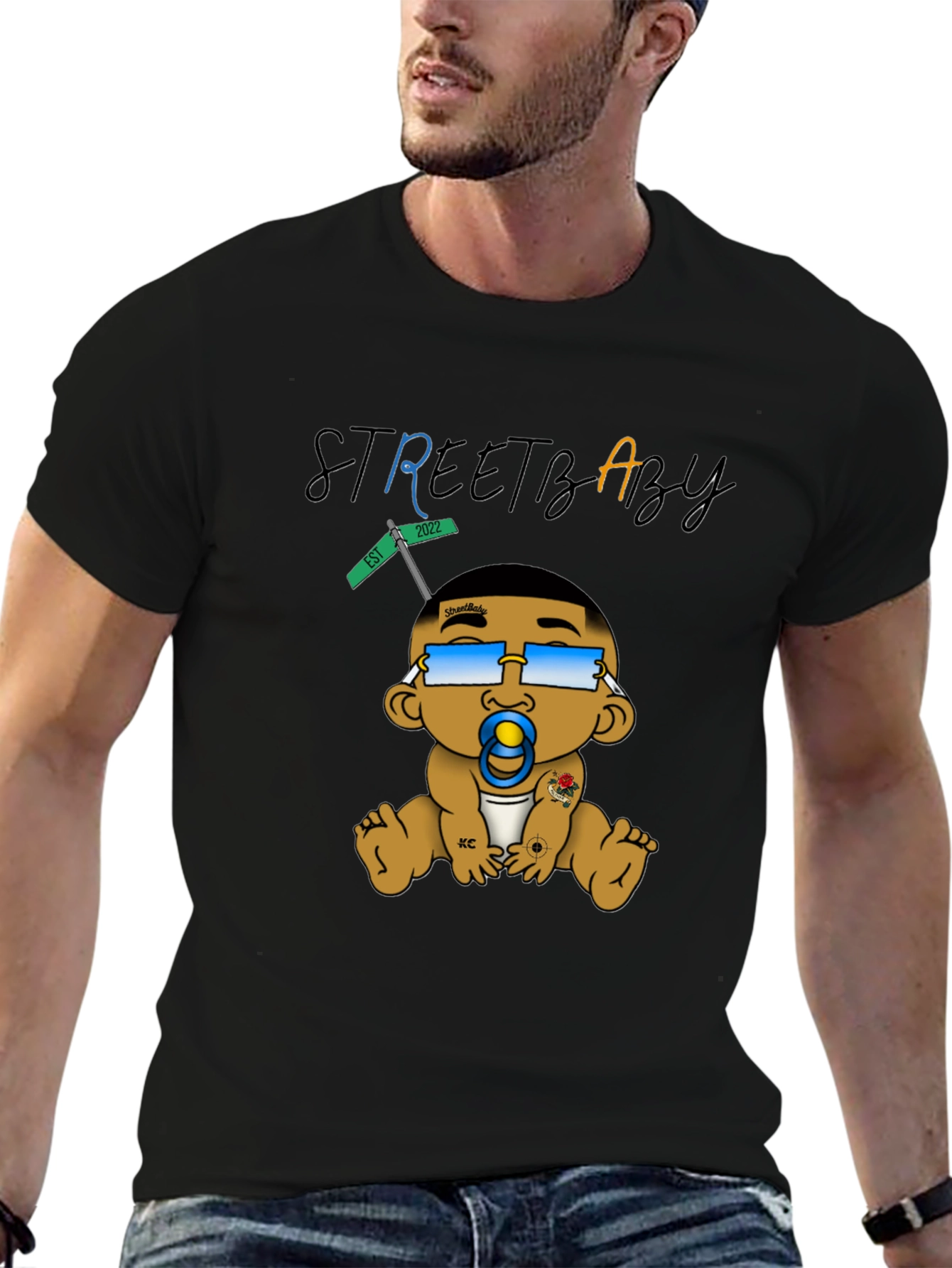 Street Baby Black Graphic T-Shirt