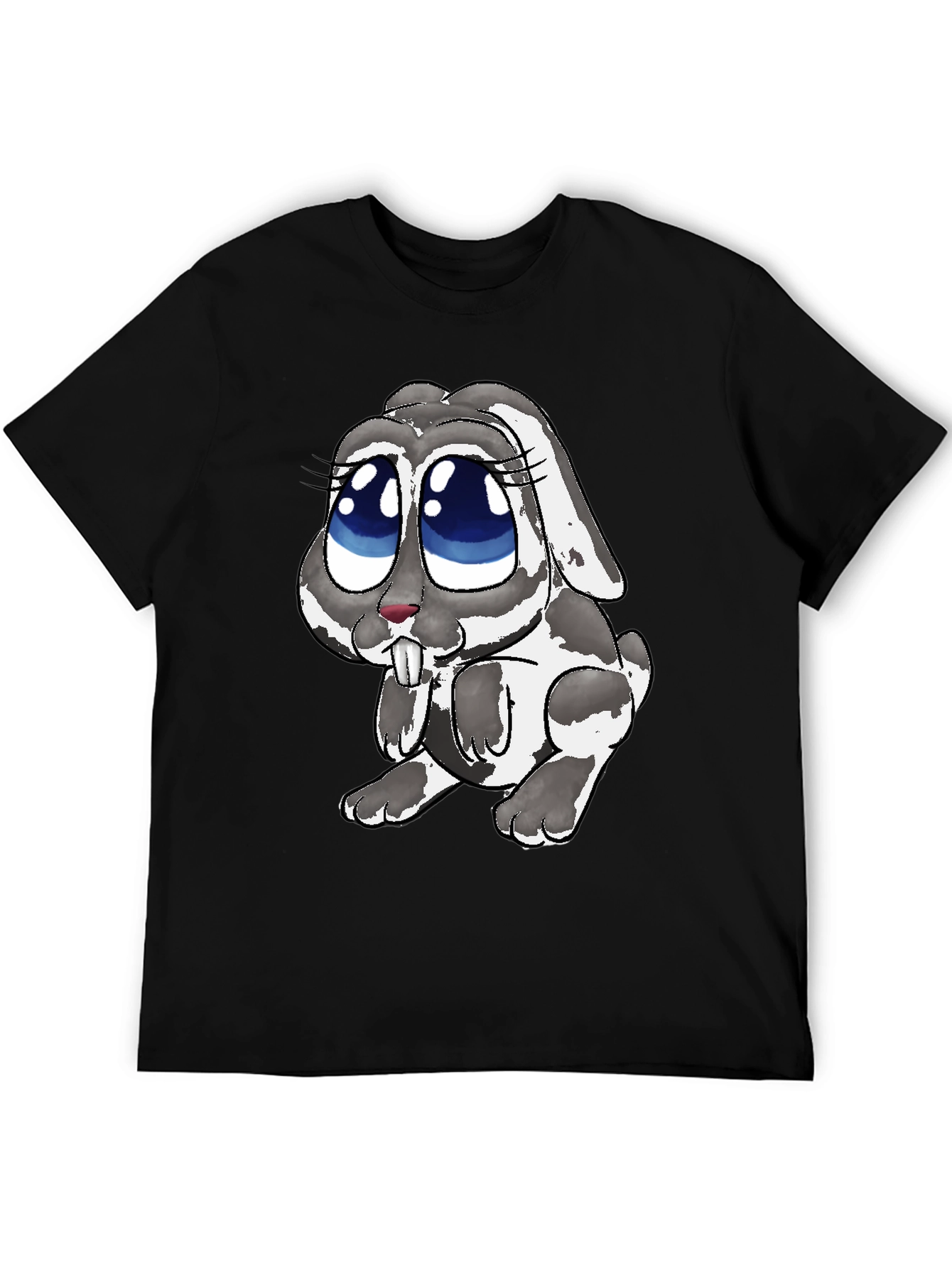 Cute Bunny Graphic Tee - Black Casual T-Shirt
