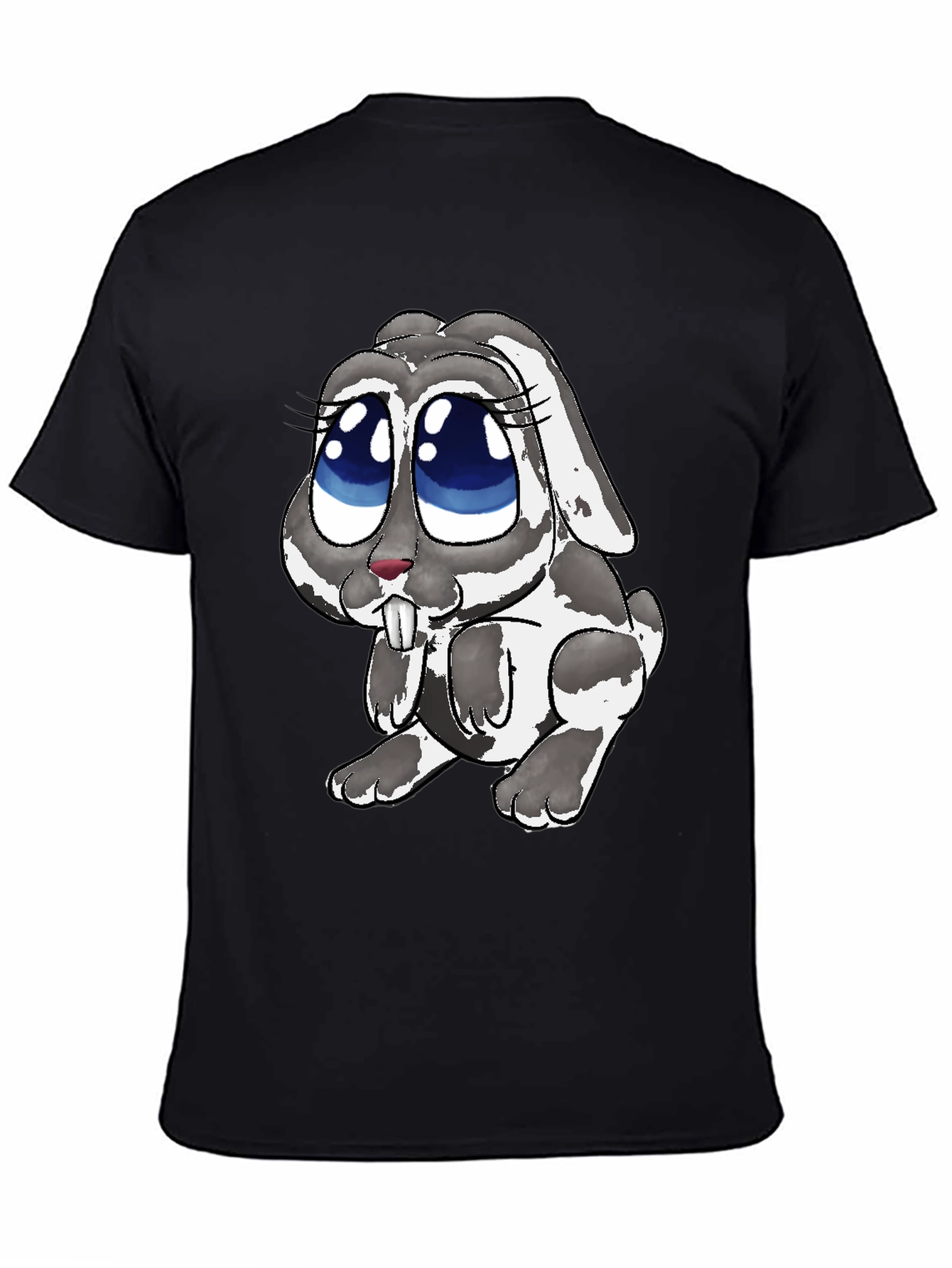Cute Bunny Graphic Tee - Black Casual T-Shirt