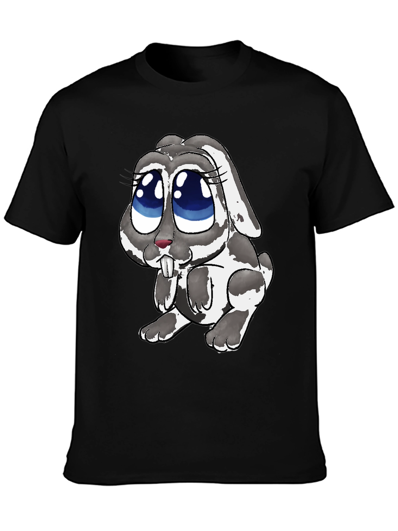 Cute Bunny Graphic Tee - Black Casual T-Shirt