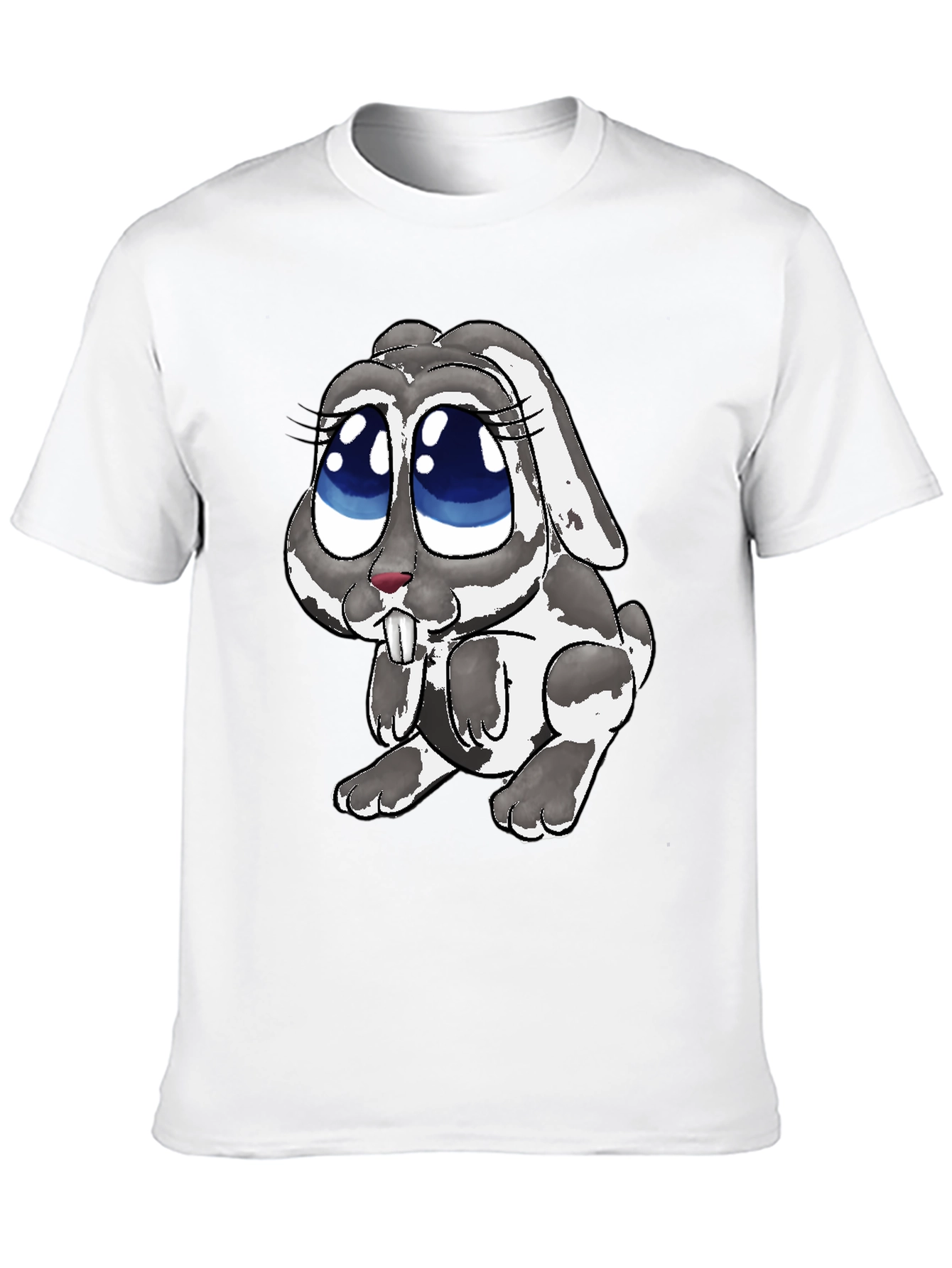 Cute Bunny Graphic Tee - Black Casual T-Shirt