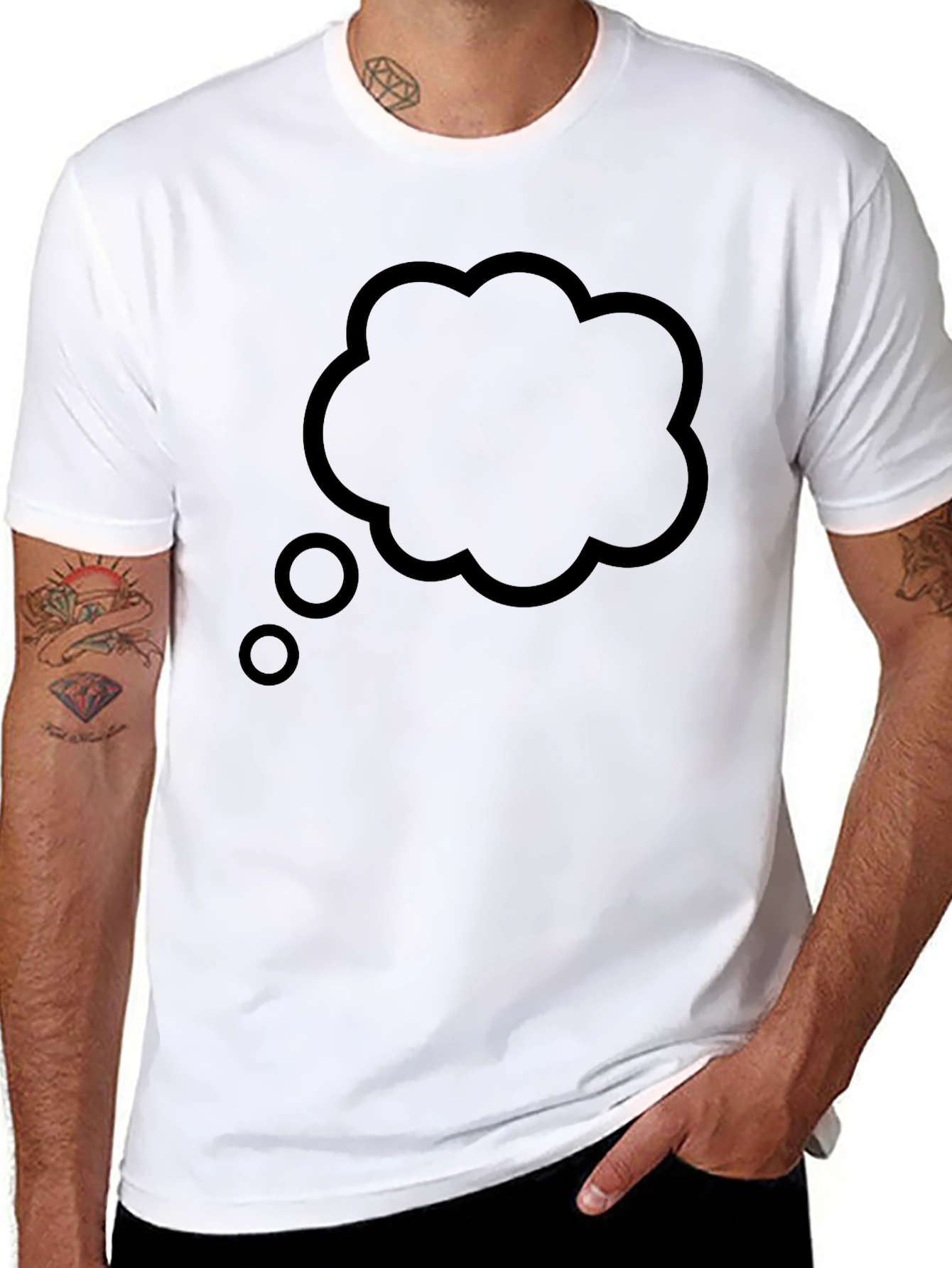Mens Black T-Shirt with Thinking Cloud Design