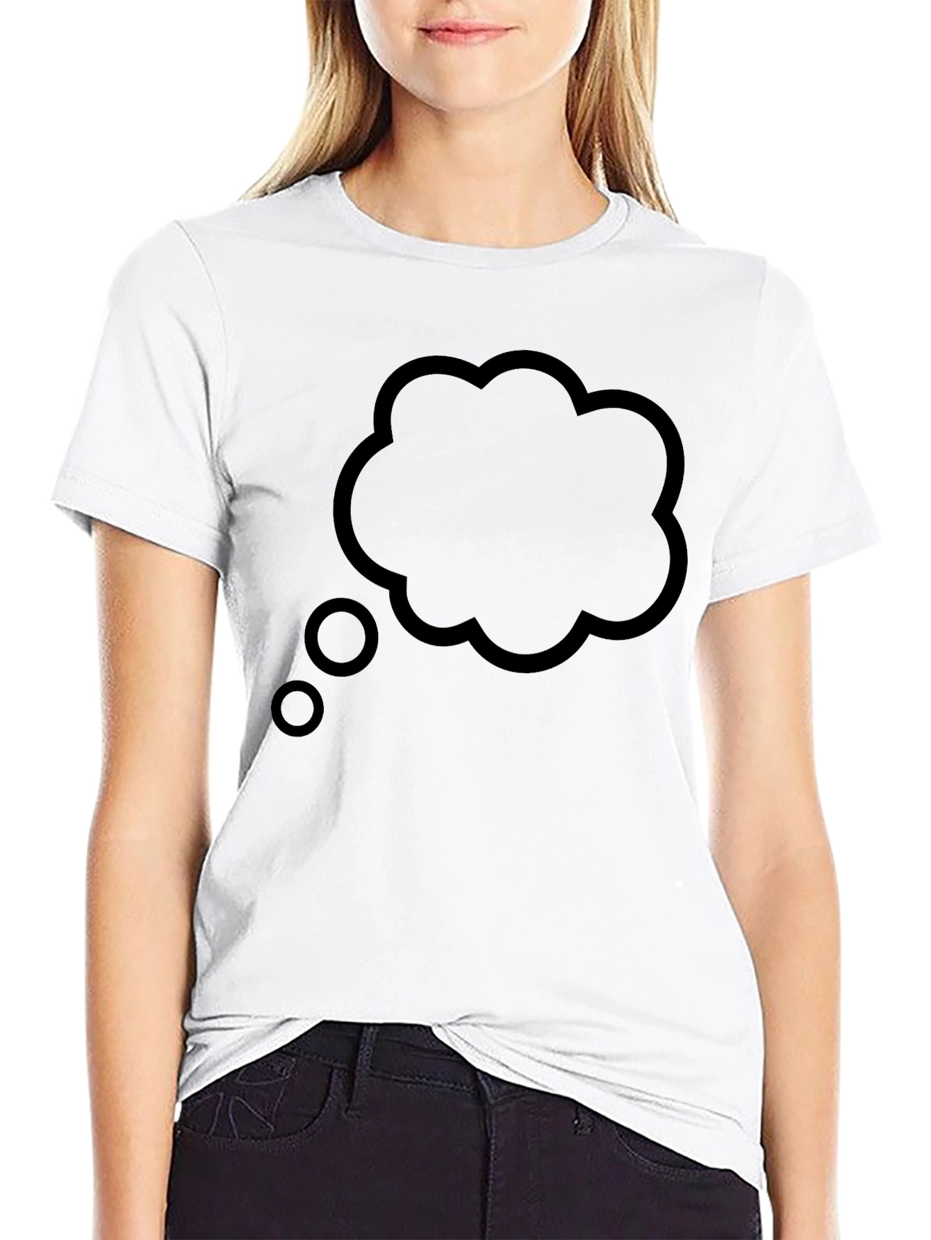 Mens Black T-Shirt with Thinking Cloud Design