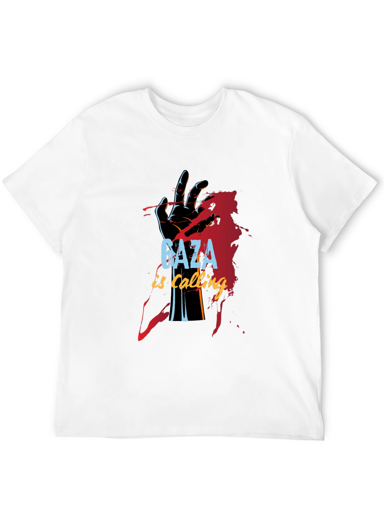 Gaza is Calling Graphic Print Black T-Shirt