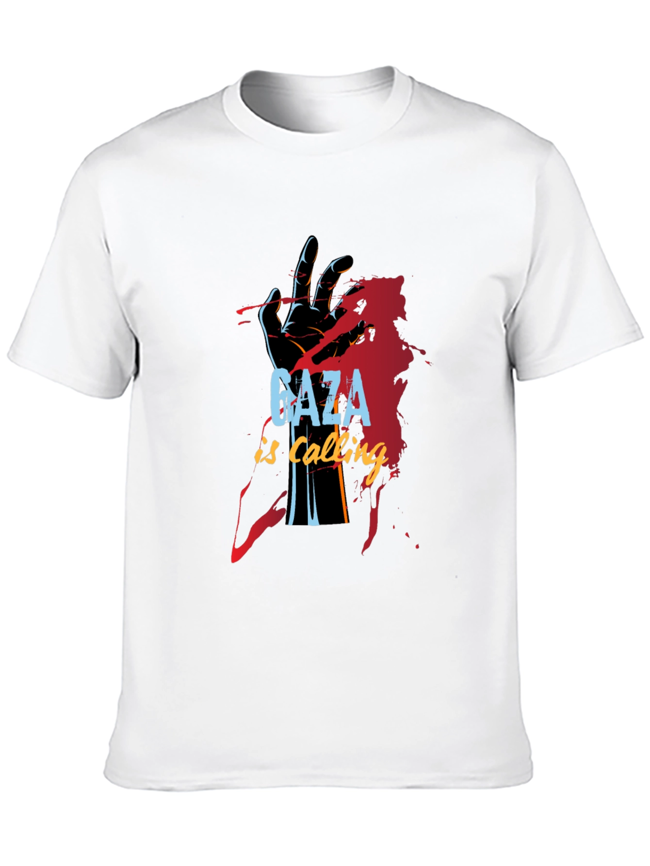 Gaza is Calling Graphic Print Black T-Shirt