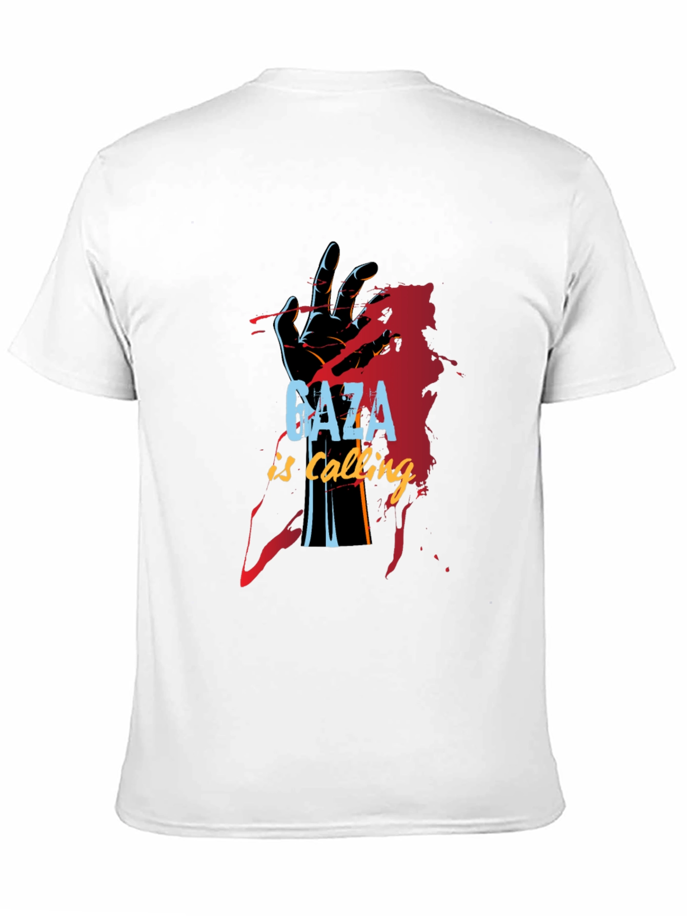 Gaza is Calling Graphic Print Black T-Shirt
