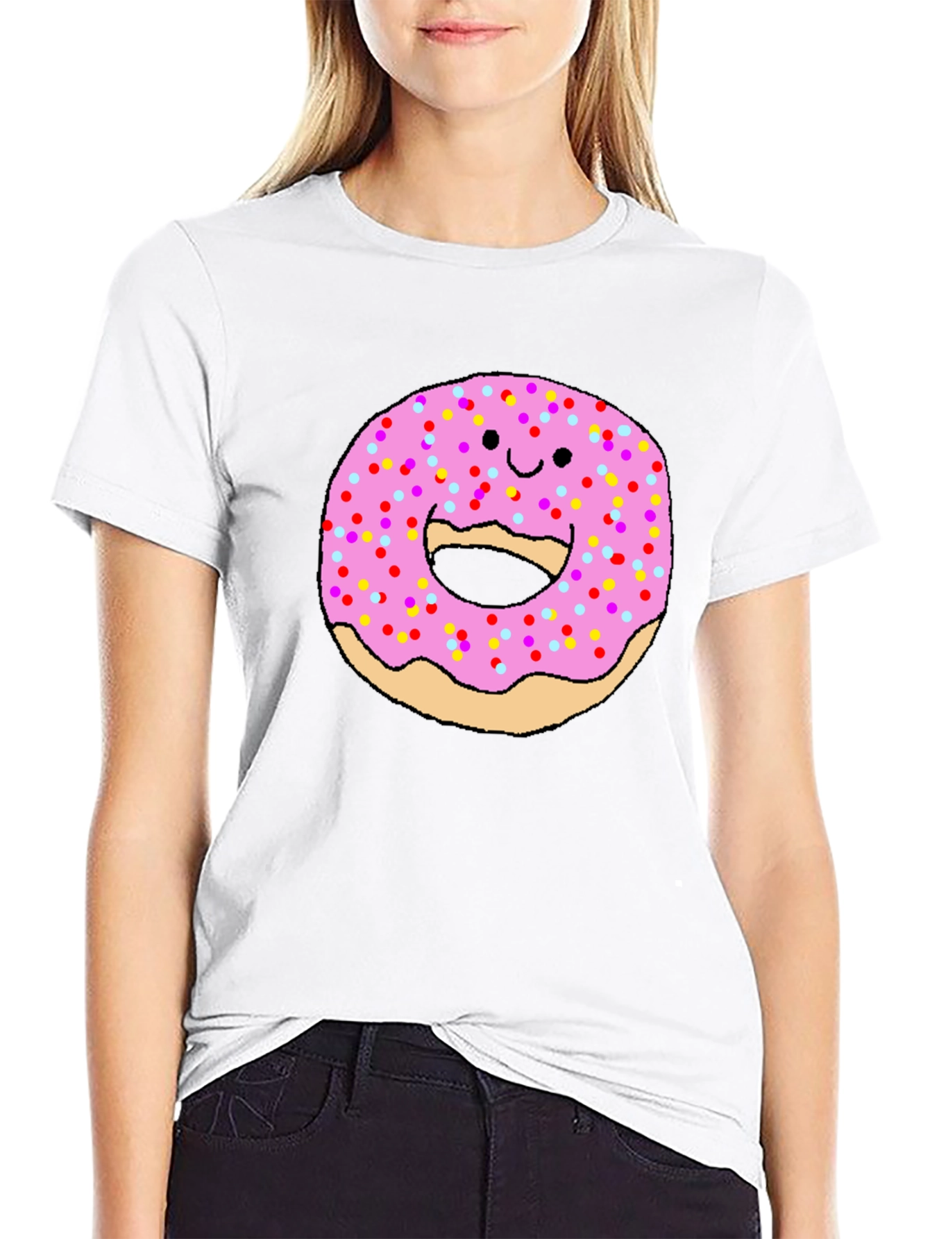 Funny Donut Face Graphic Tee - Casual Comfort