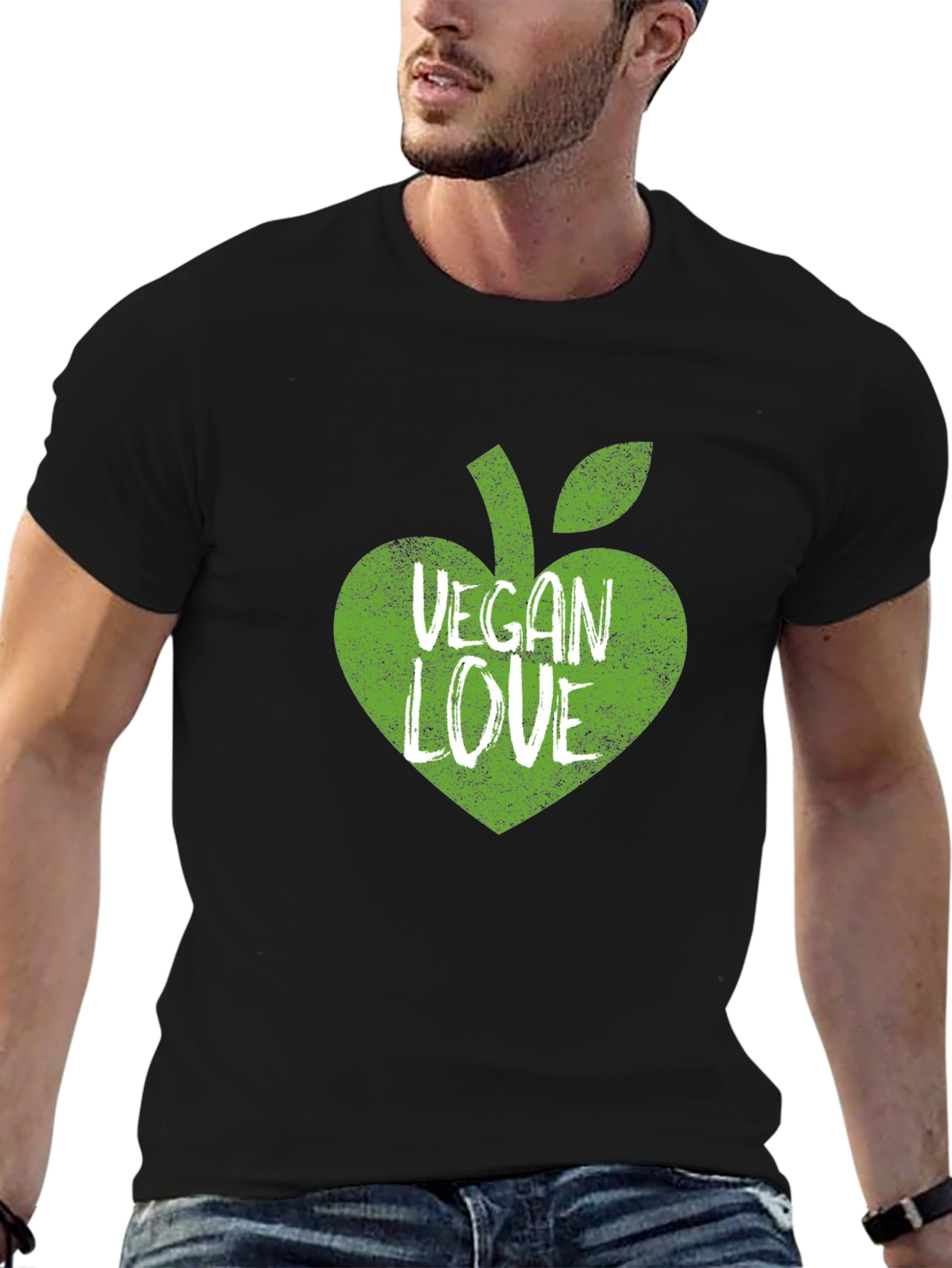 Vegan Love T-Shirt - Green Apple Heart