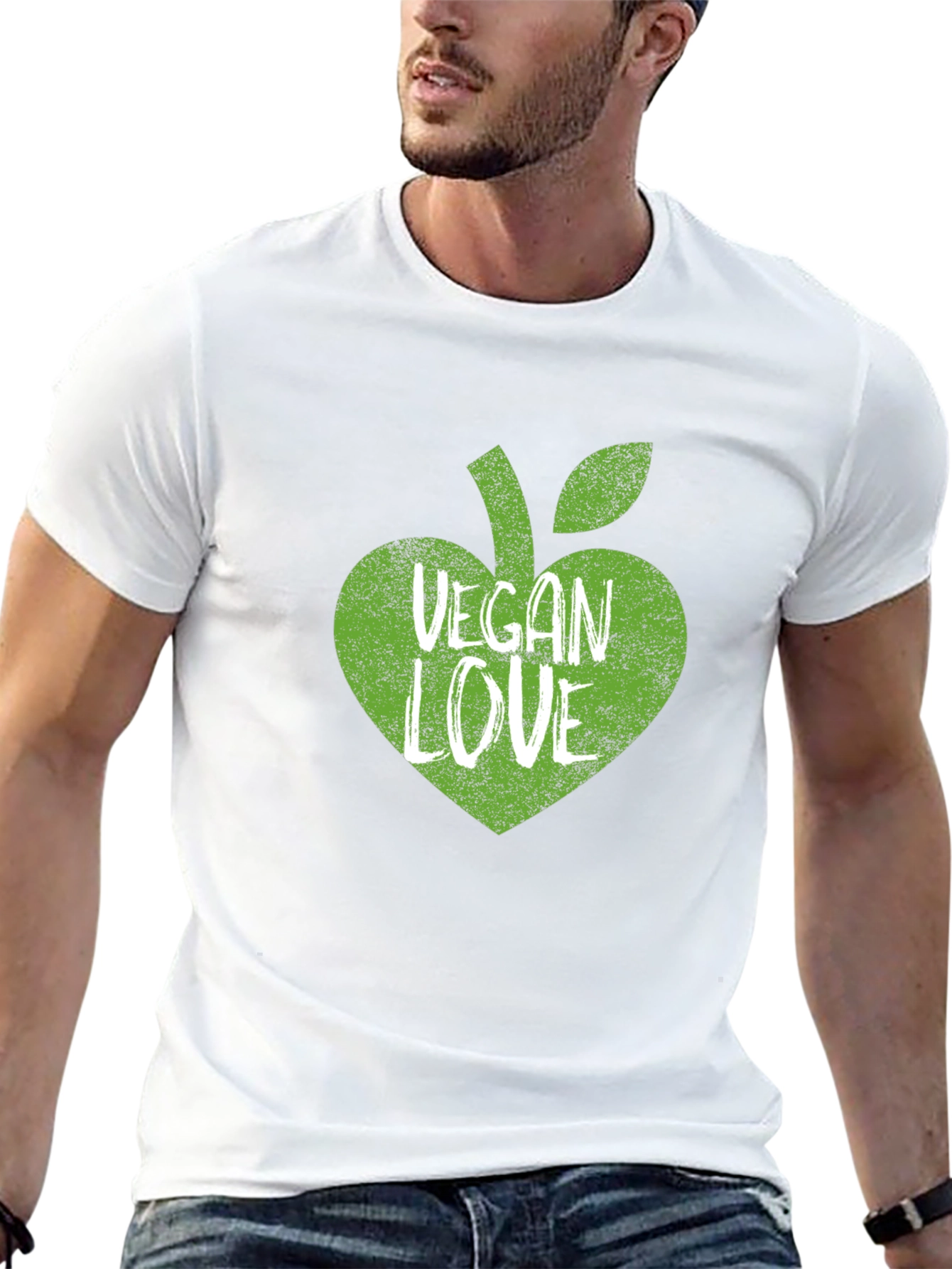Vegan Love T-Shirt - Green Apple Heart