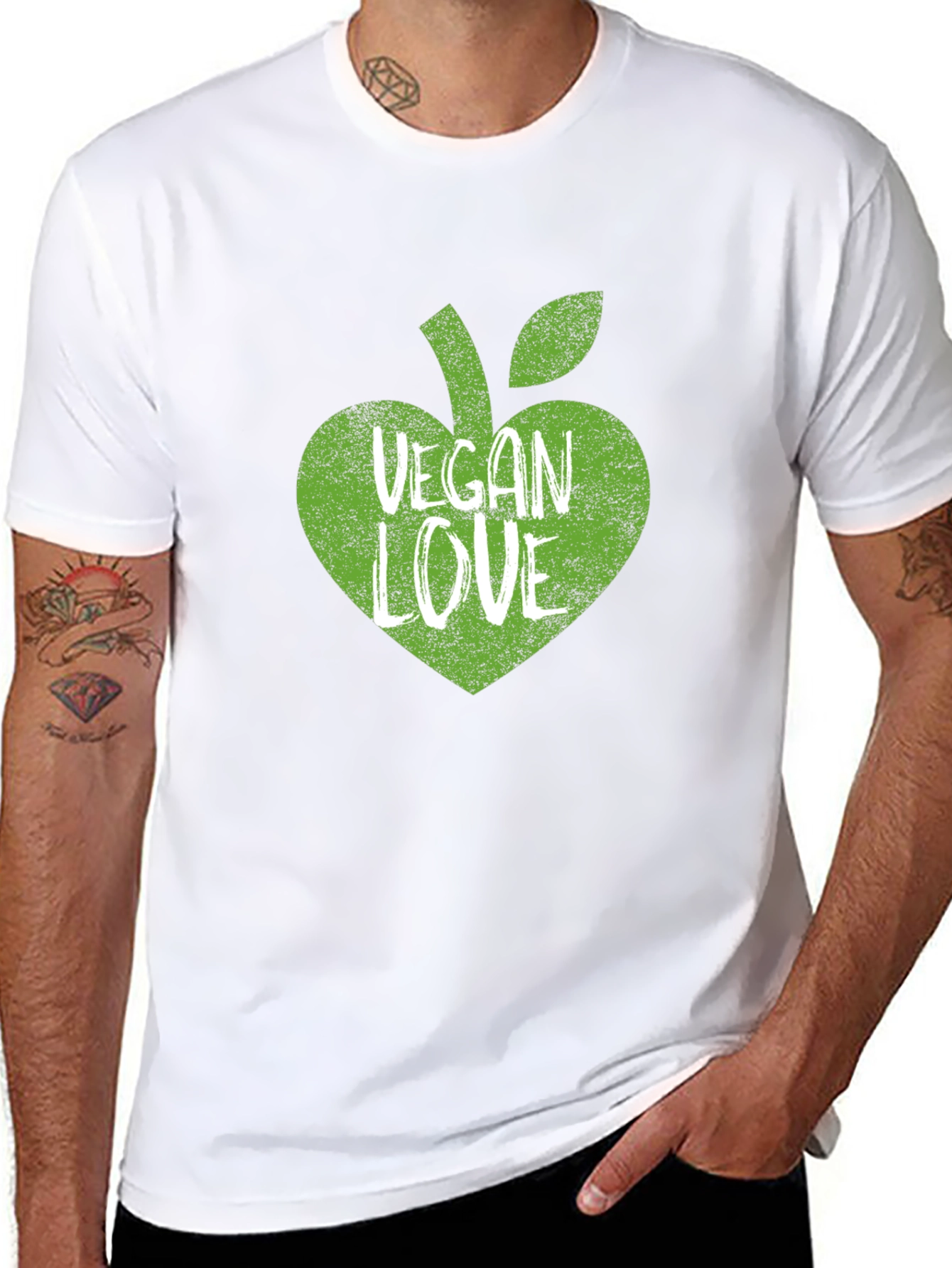 Vegan Love T-Shirt - Green Apple Heart