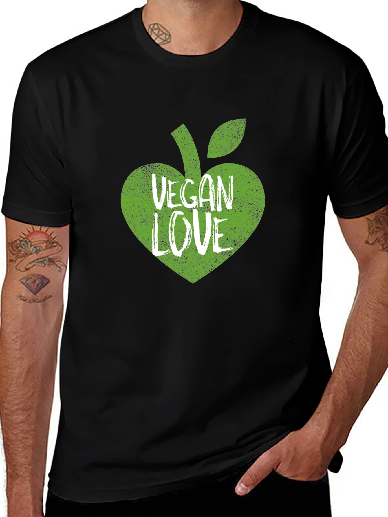 Vegan Love T-Shirt - Green Apple Heart